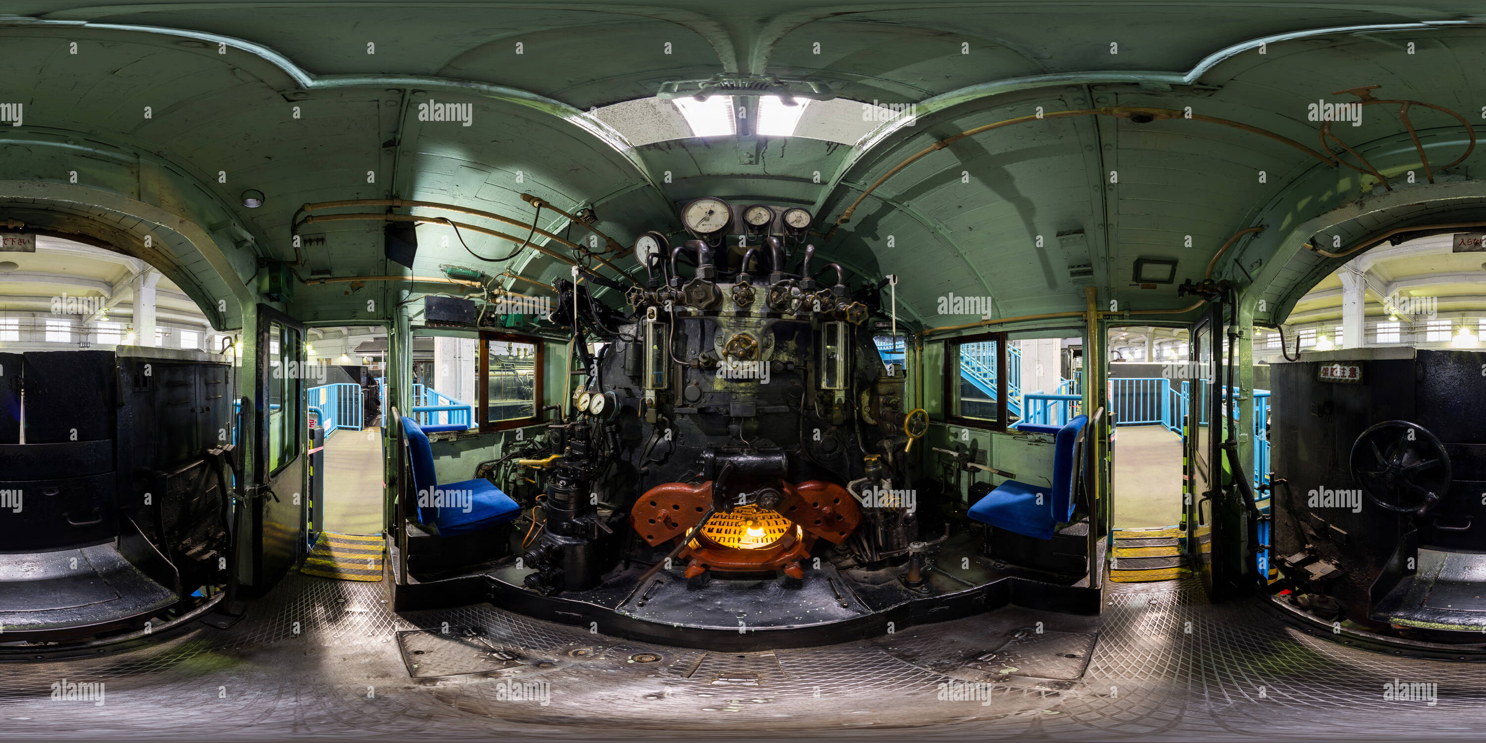 360° view of Steam C59 164 cab of the Kyoto Railway Museum, Japan 01 Alamy
