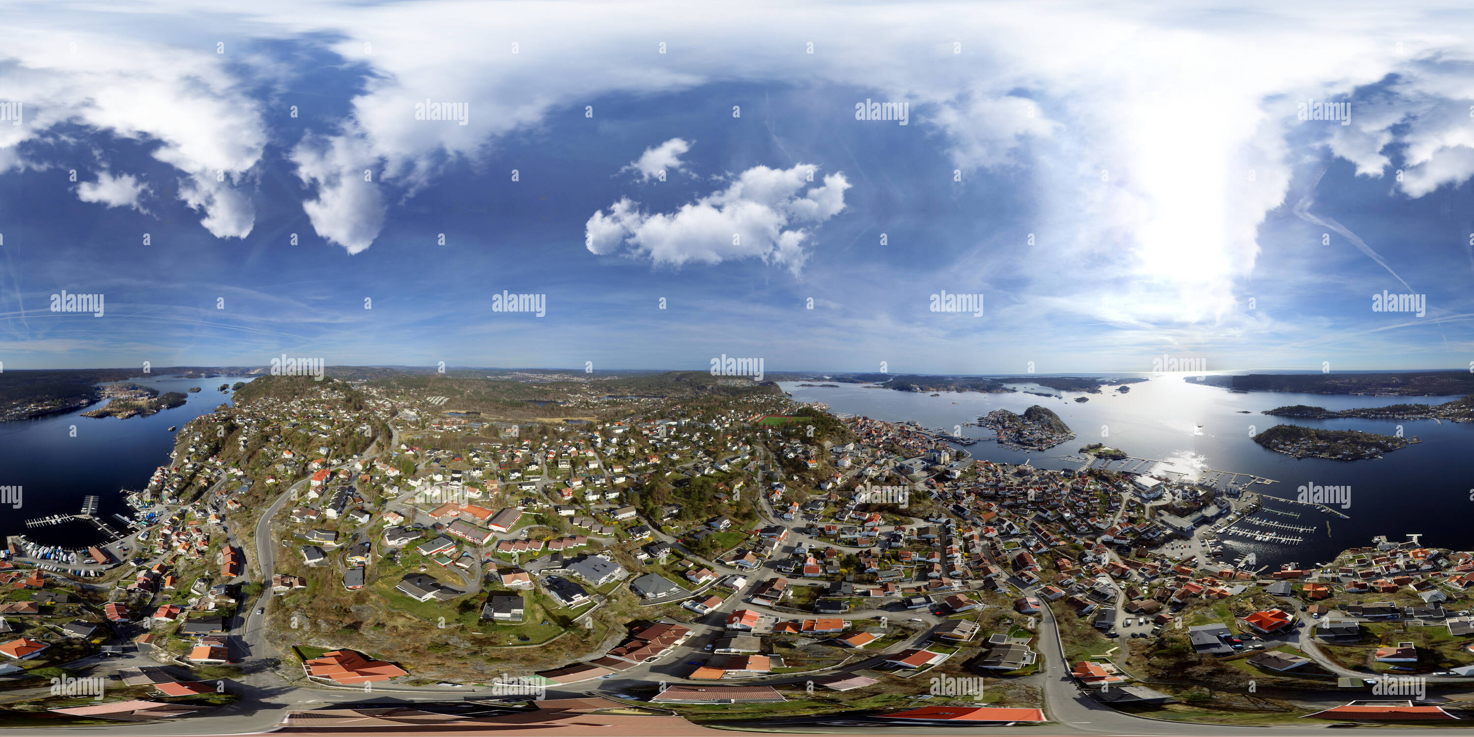 360 degree panoramic view of Kragerø with surrounding