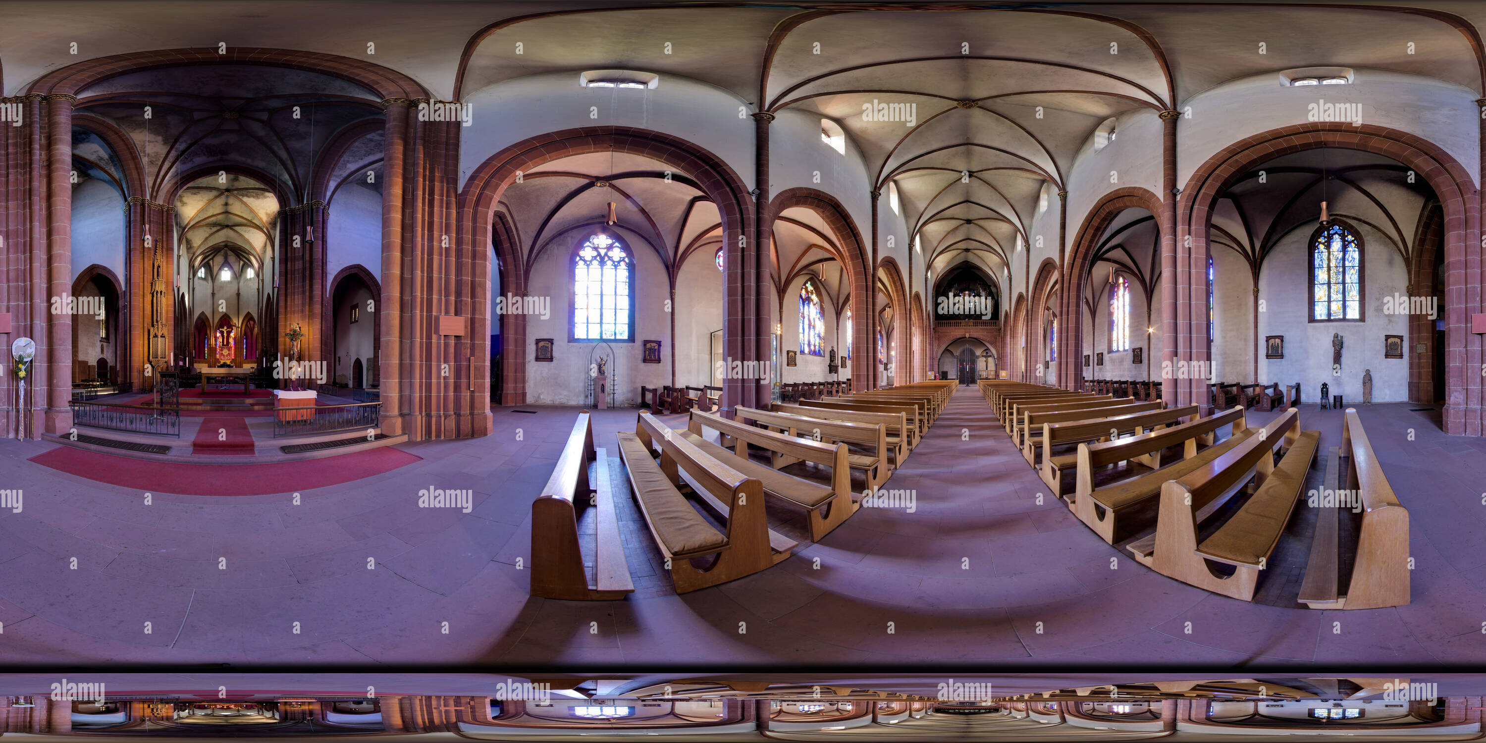 360 degree panoramic view of Liebfrauenkirche (Church of our Dear Lady) Worms, Main Aisle (II), 2017-04