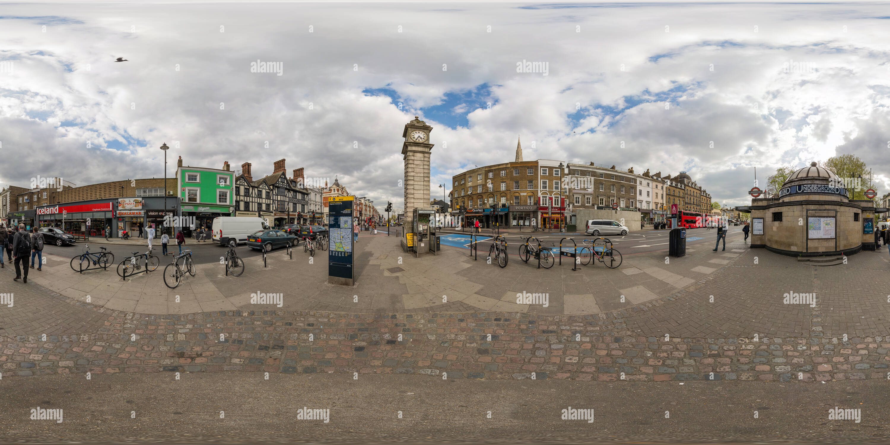 360° view of The Clock Tower Outside Clapham Common Underground Station