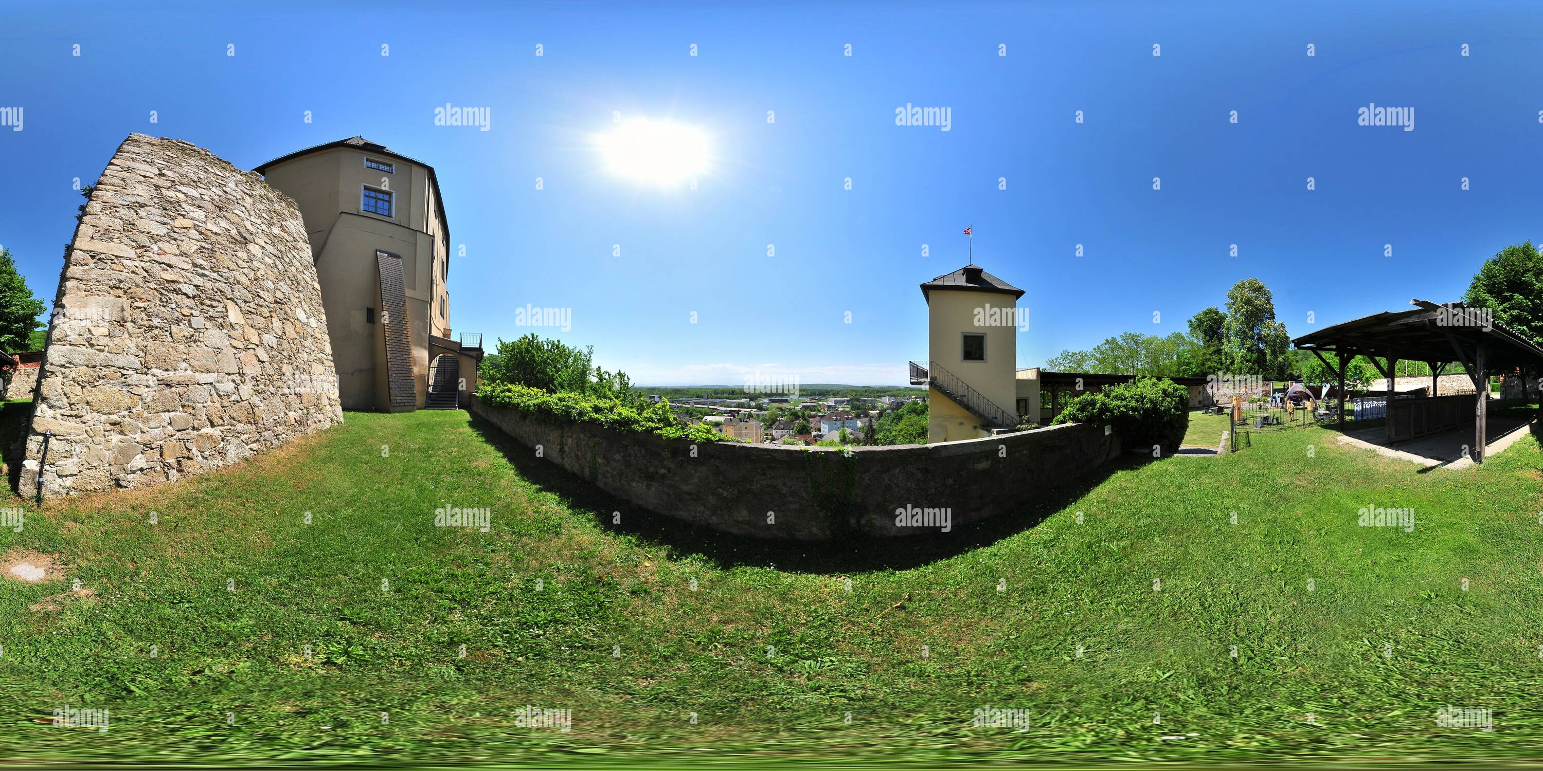360 View Of Castle Steyregg Austria Castle Courtyard Alamy