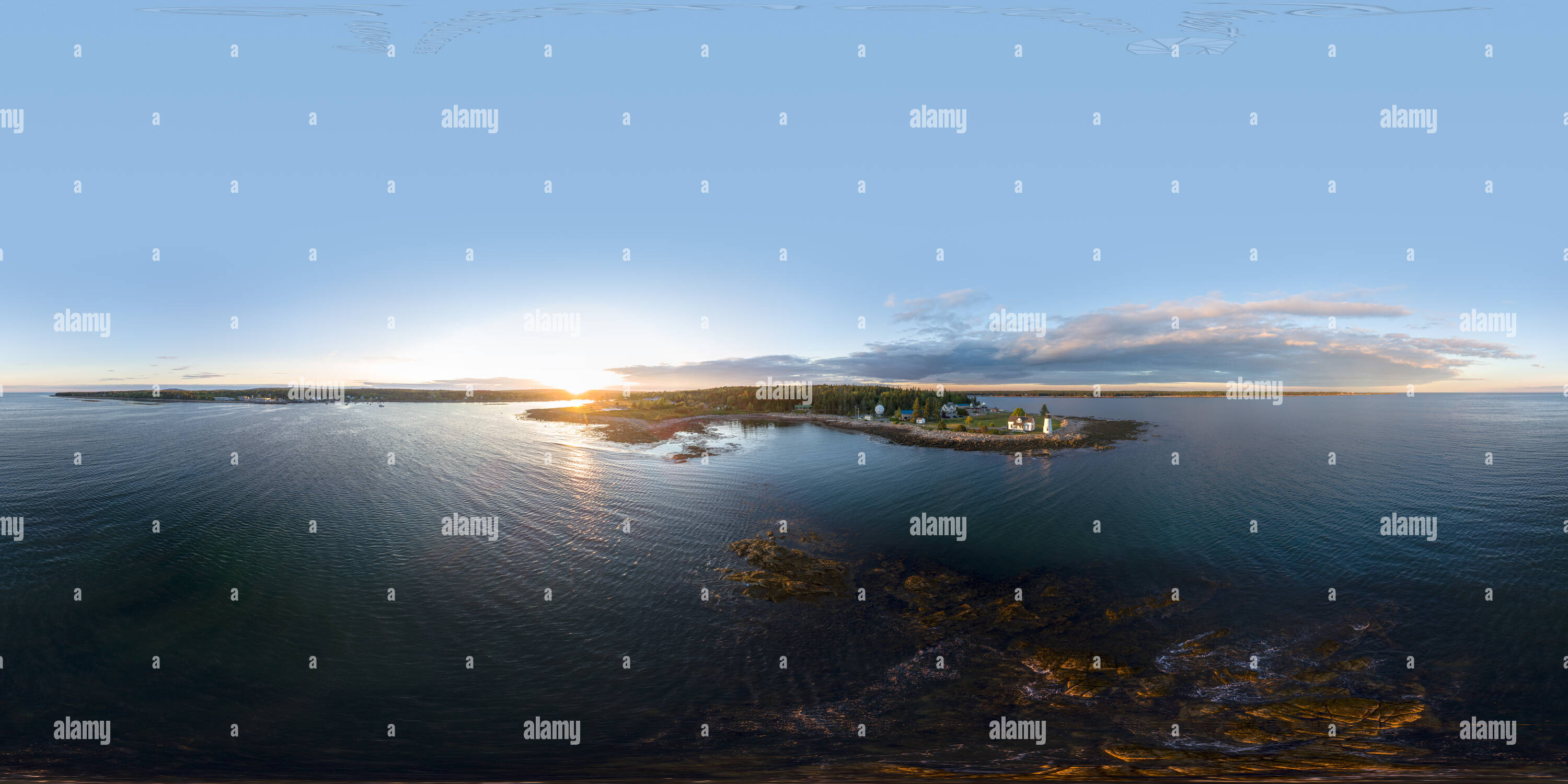 360° view of Prospect Harbor Lighthouse, Maine at Sunset Alamy