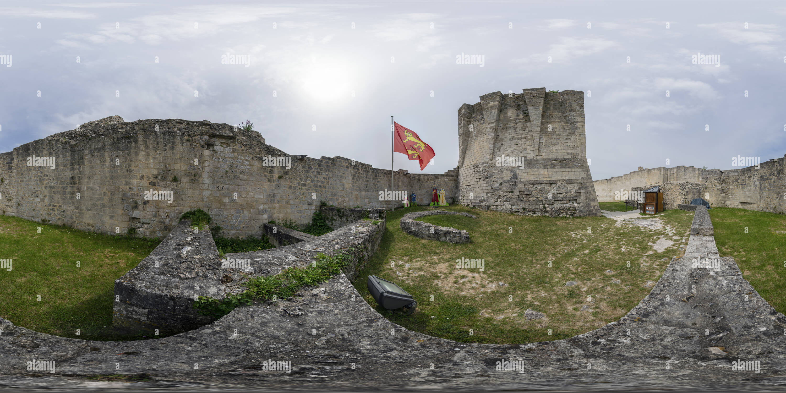 360 degree panoramic view of Inner Bailey at Chateau Gaillard, Upper Normandy