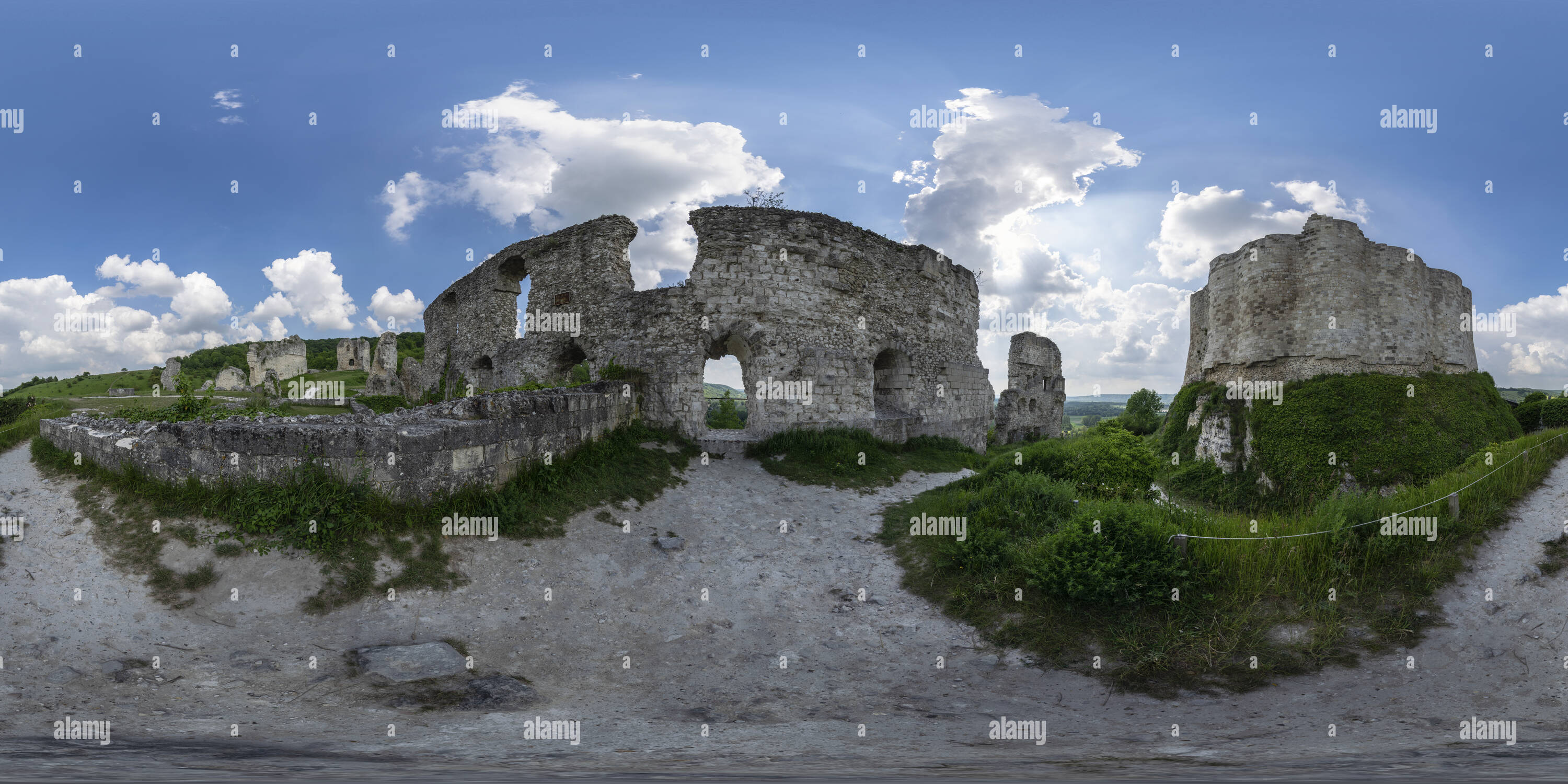 360 degree panoramic view of Ruins Of Chateau Gaillard, Upper Normandy