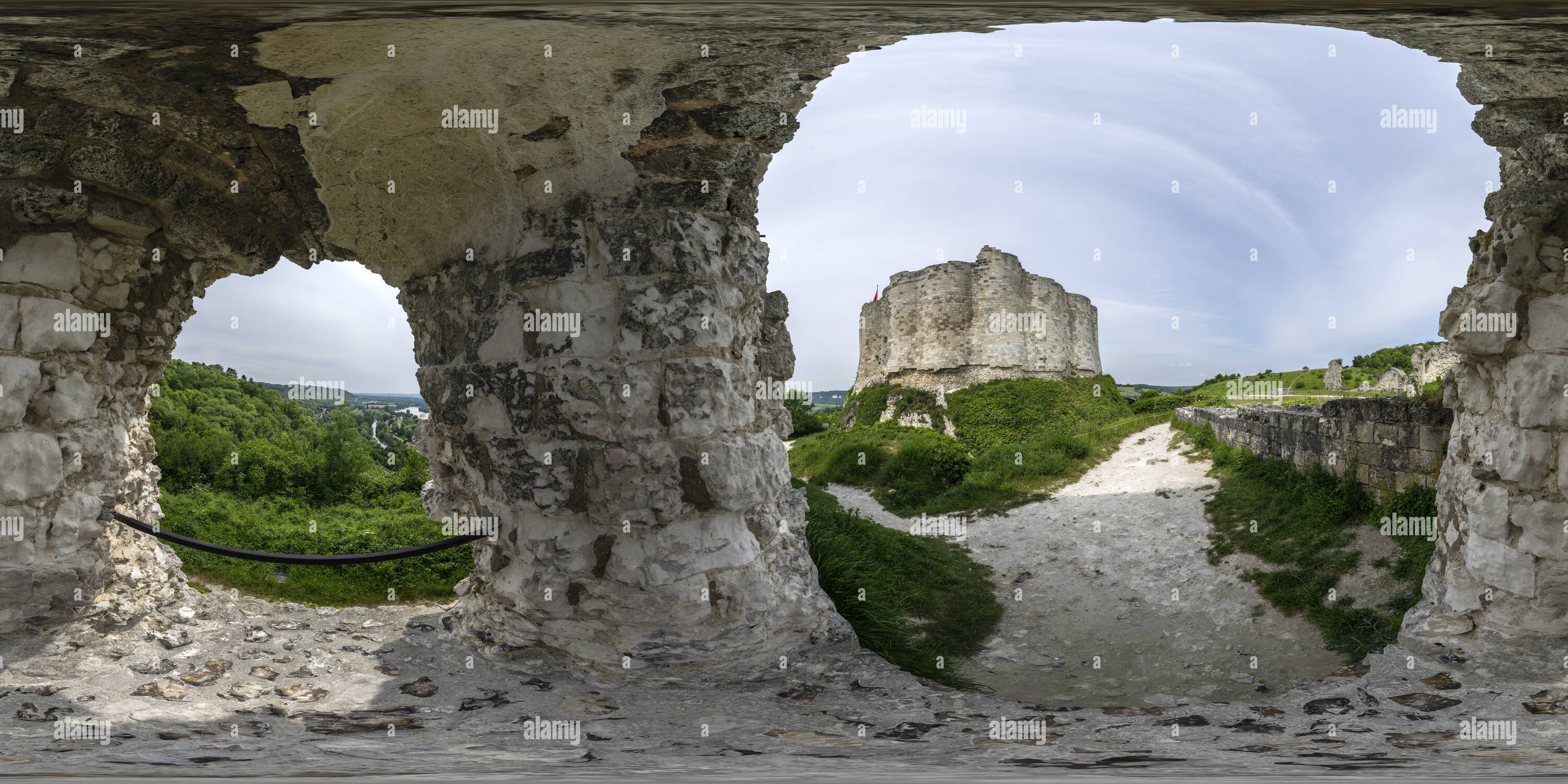 360 degree panoramic view of View From The Latrine Tower, Chateau Gaillard