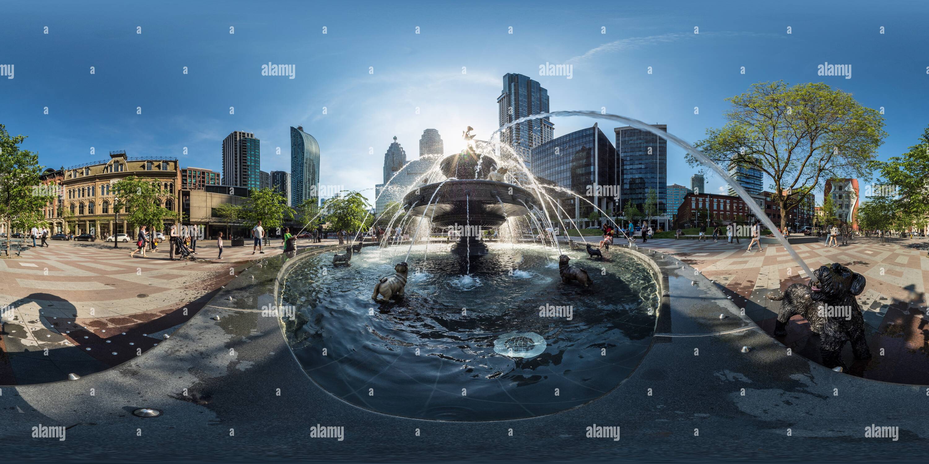 360° view of Dog Fountain at Berczy Park in Toronto Alamy