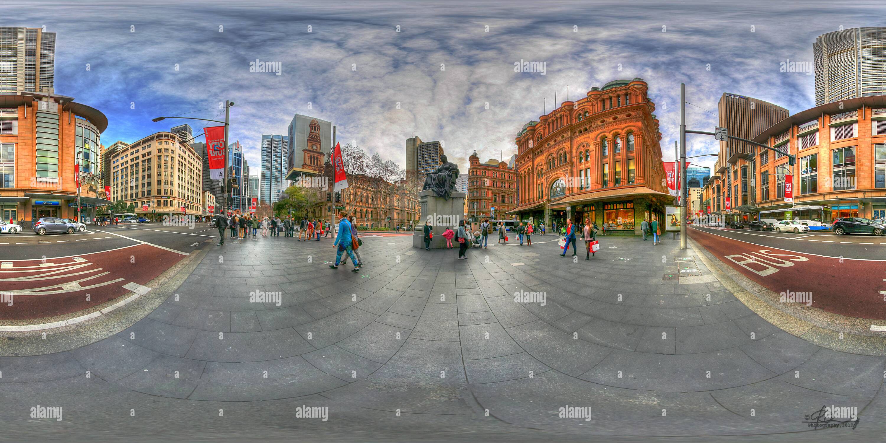 360 degree panoramic view of Sydney Town Hall &amp; QVB  - August 2013