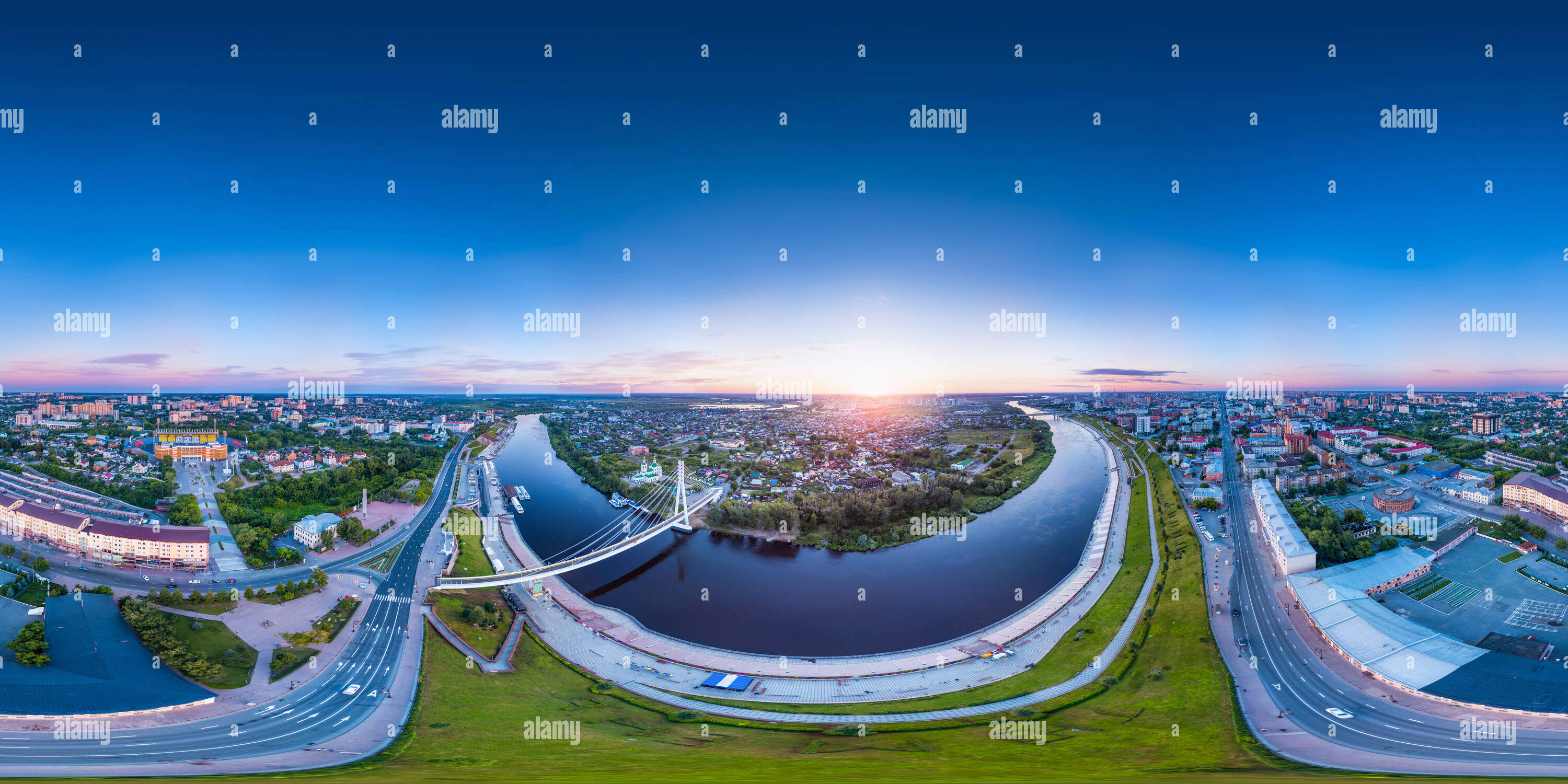 360° view of Embankment of Tura river in Tyumen [AirTmn#7] - Alamy