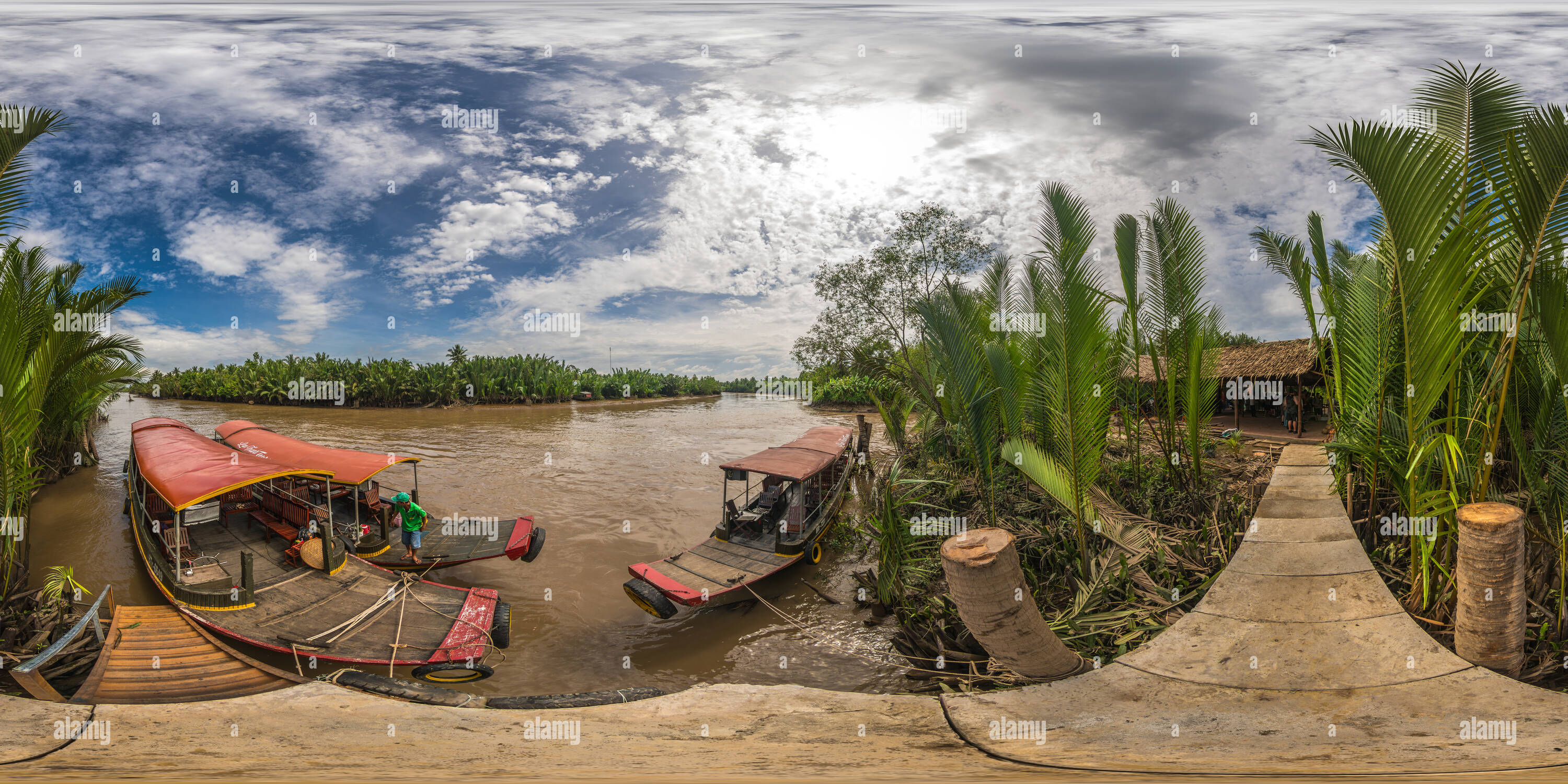 360 degree panoramic view of Mekongdelta, Ben Tre, Vietnam
