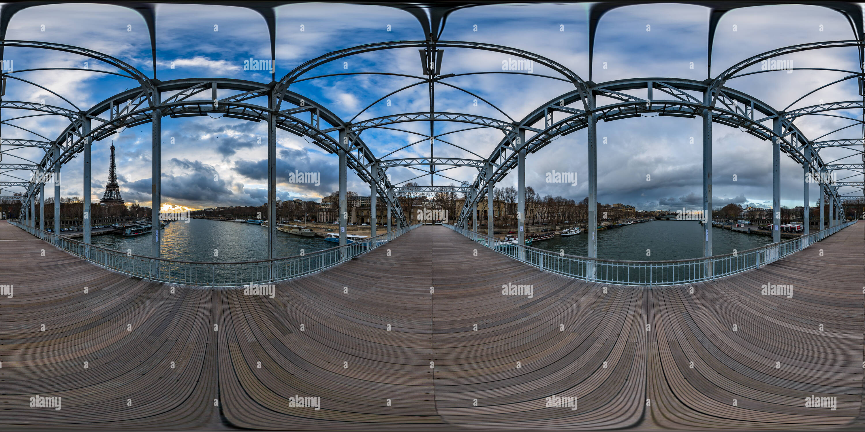 360° view of Passerelle Debilly - Debilly Footbridge - Seine River ...