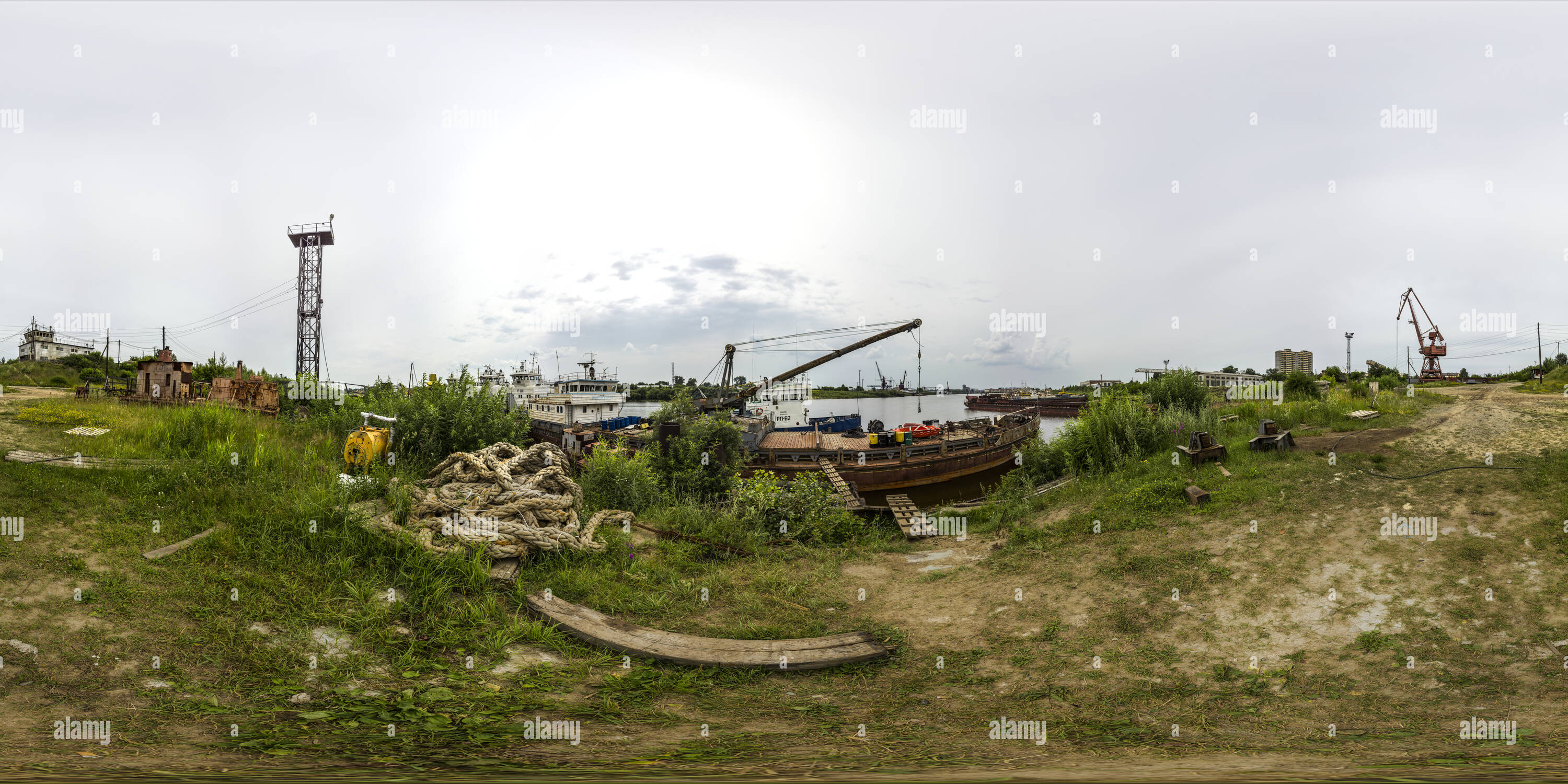 360 degree panoramic view of Shipyard parking of vessel