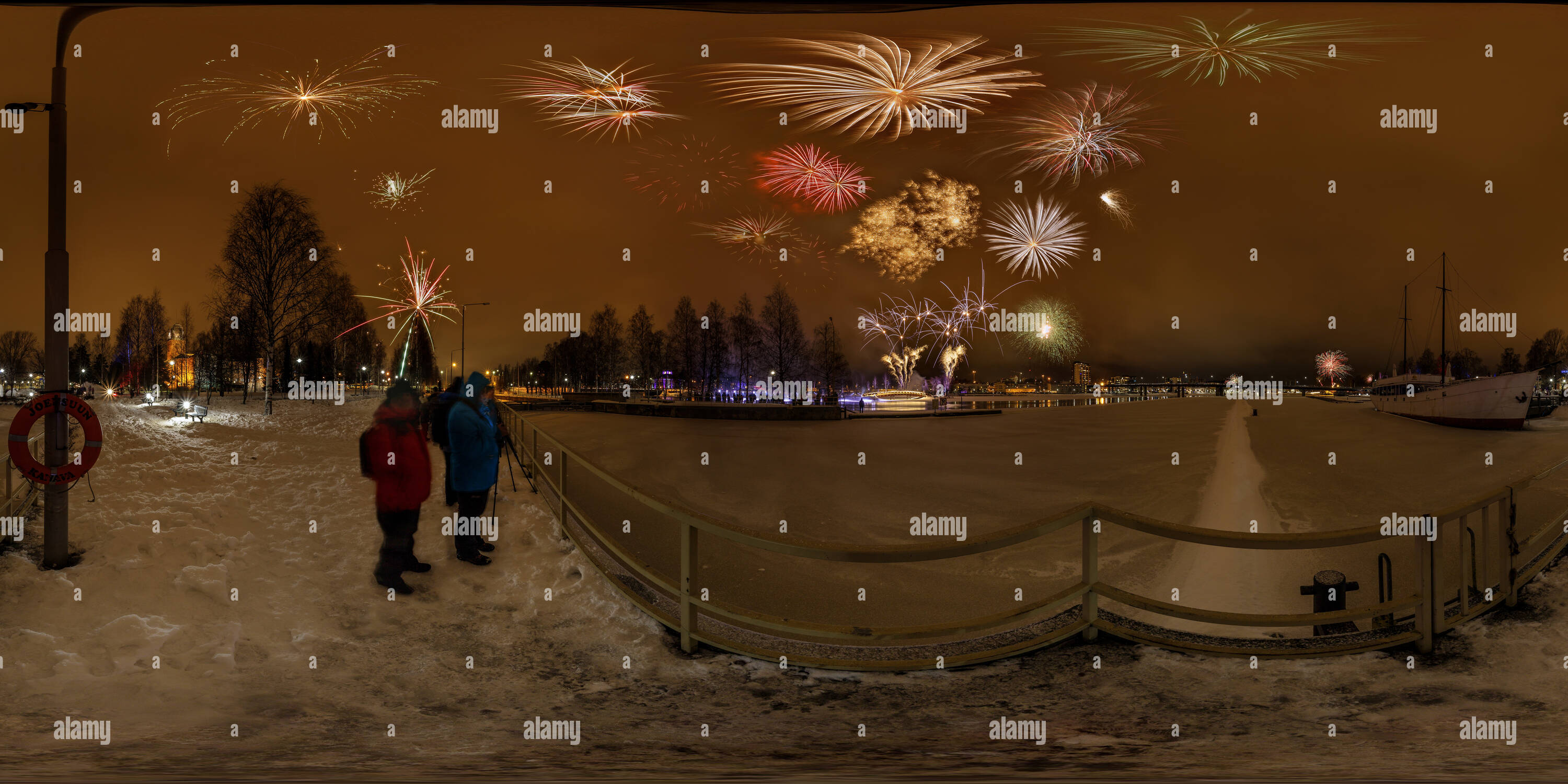 360 degree panoramic view of Joensuu New Year 2018
