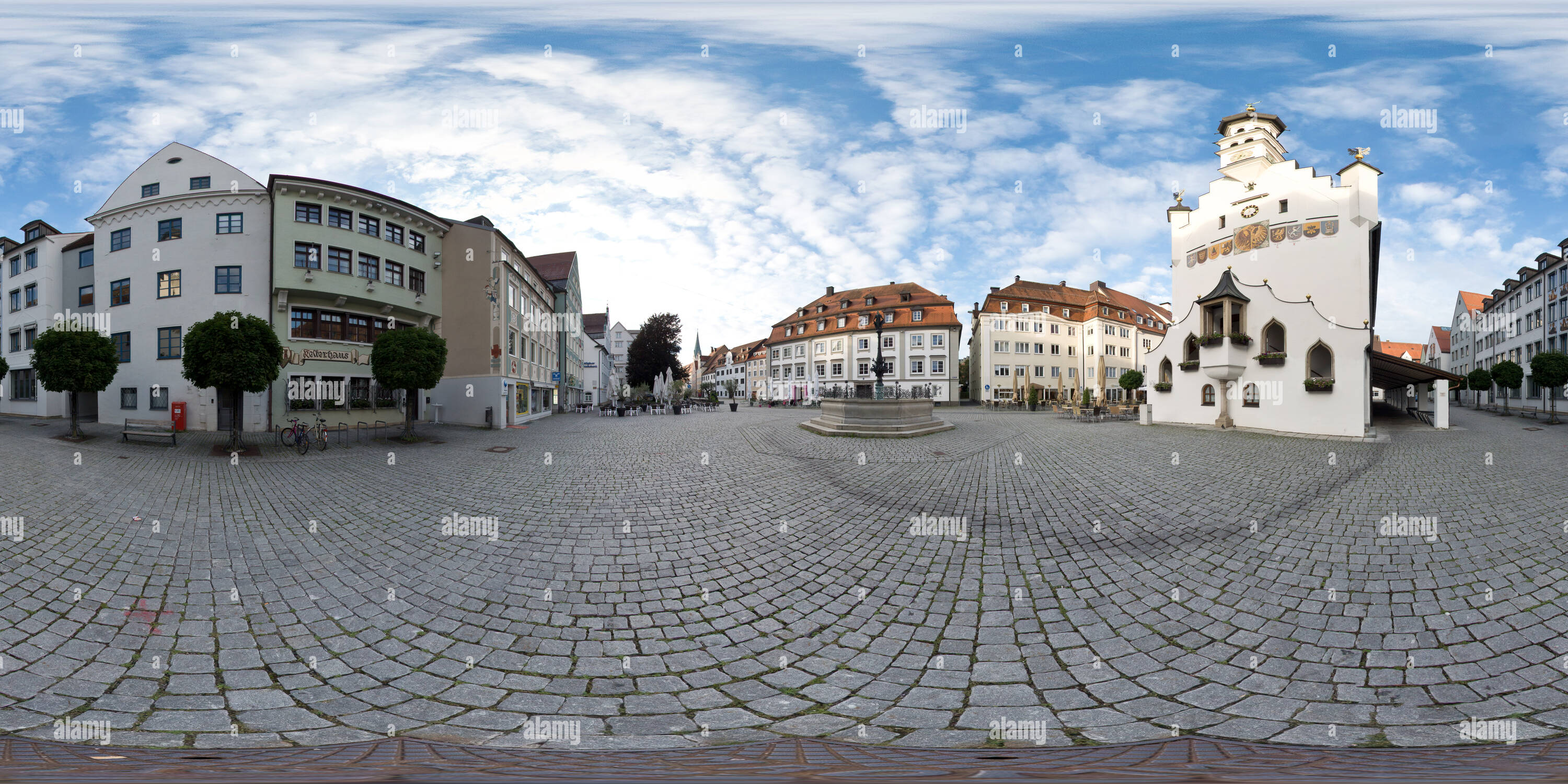 360 degree panoramic view of City Hall, Market Square, Kempten 2017-07