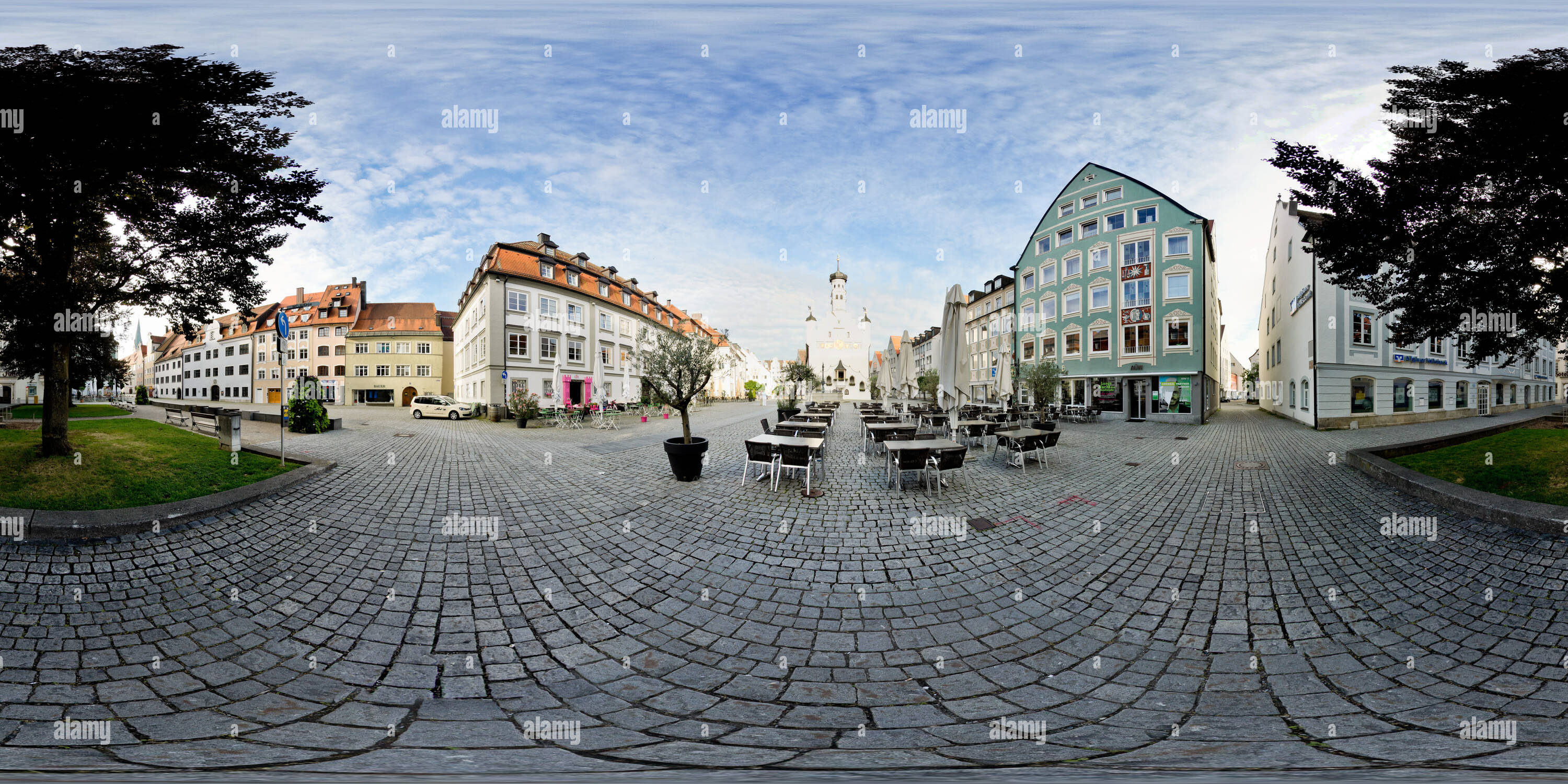360 degree panoramic view of Market Square, City Hall, Kempten 2017 07