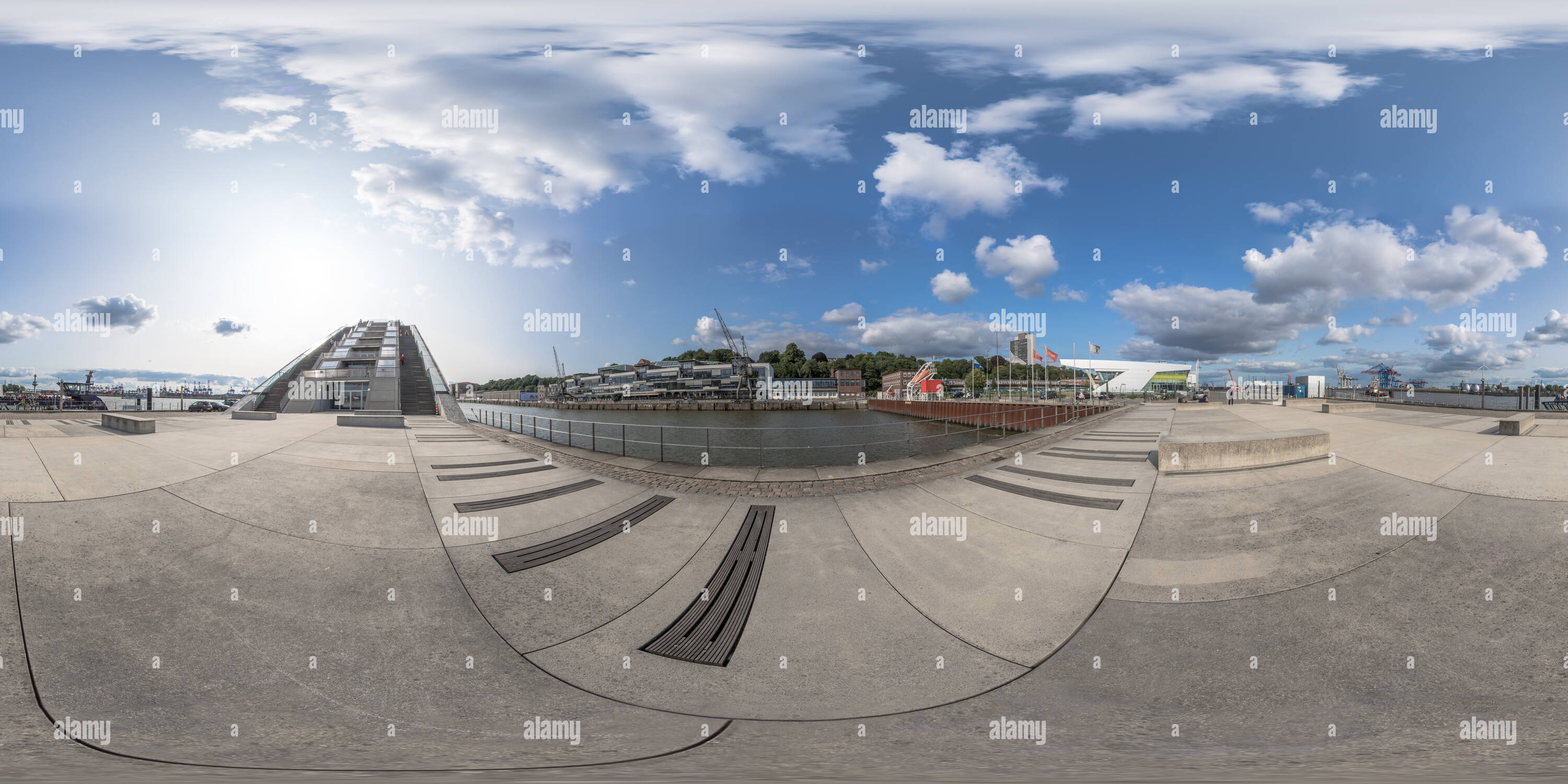 360° view of Summer afternoon at Dockland Hamburg - Alamy