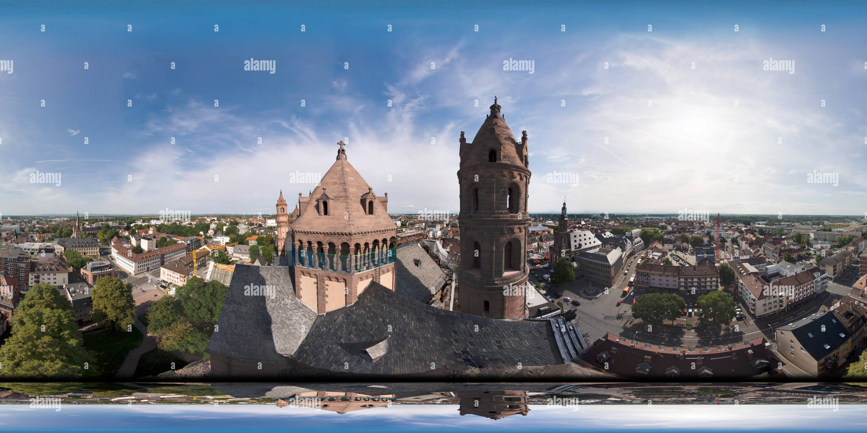 360 degree panoramic view of Panoramic View Over Worms Seen From Cathedral St Peter South East Tower, 2017-08