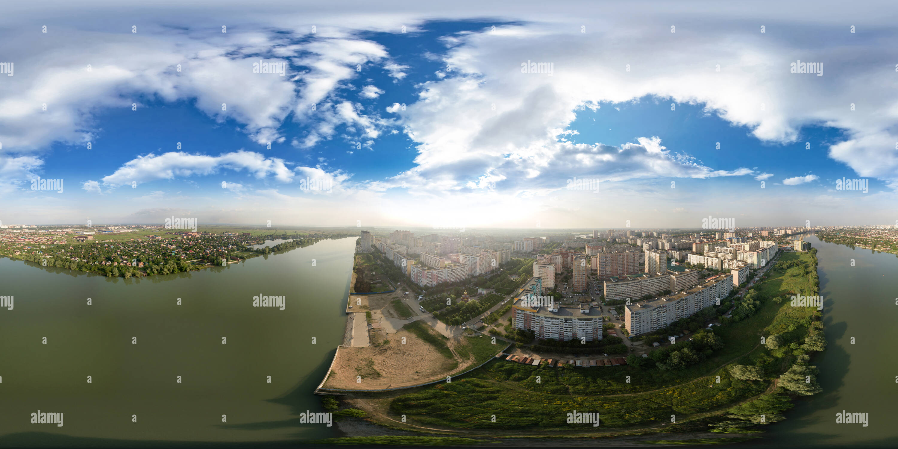 360° view of over the wasteland by the Kuban River Alamy