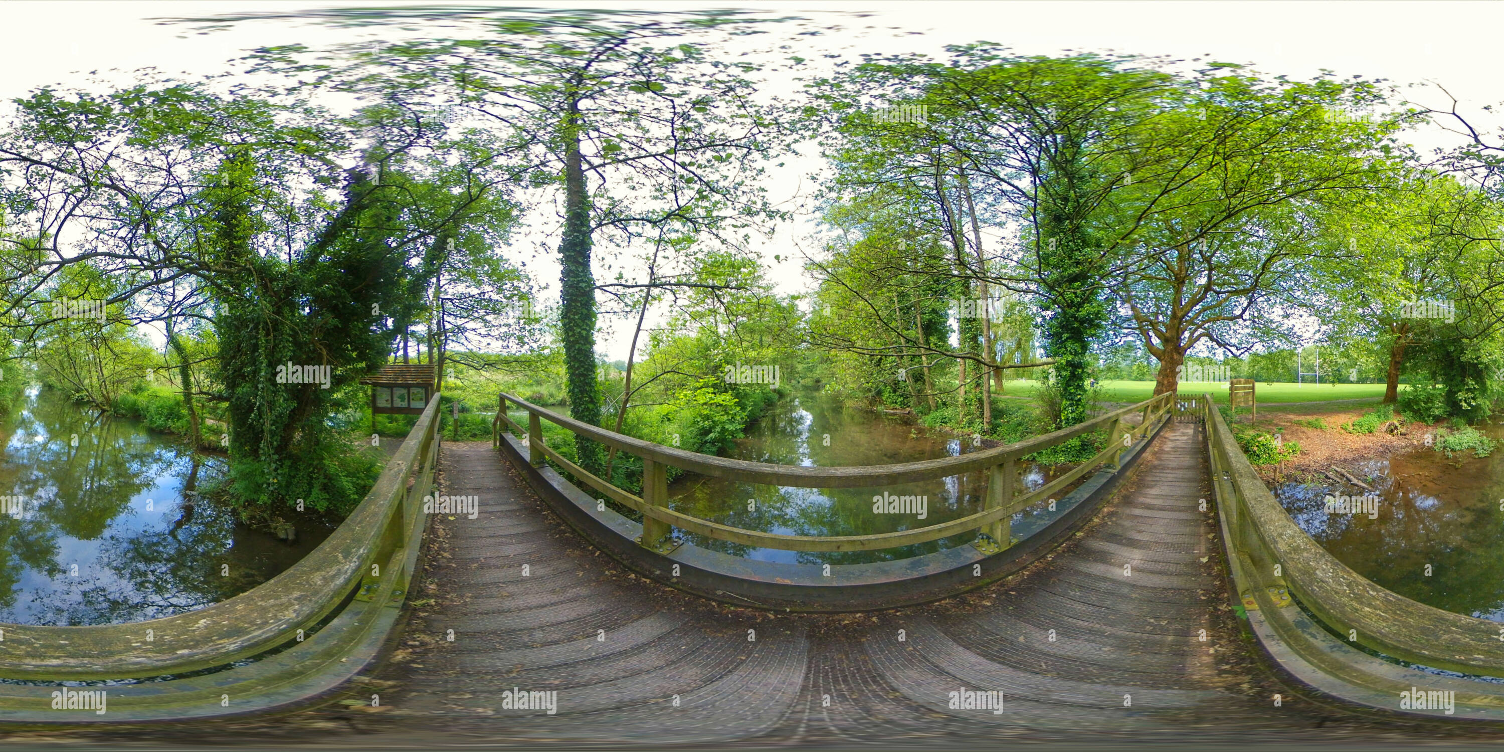 360 degree panoramic view of Winnall Moors Nature Reserve in Winchester.