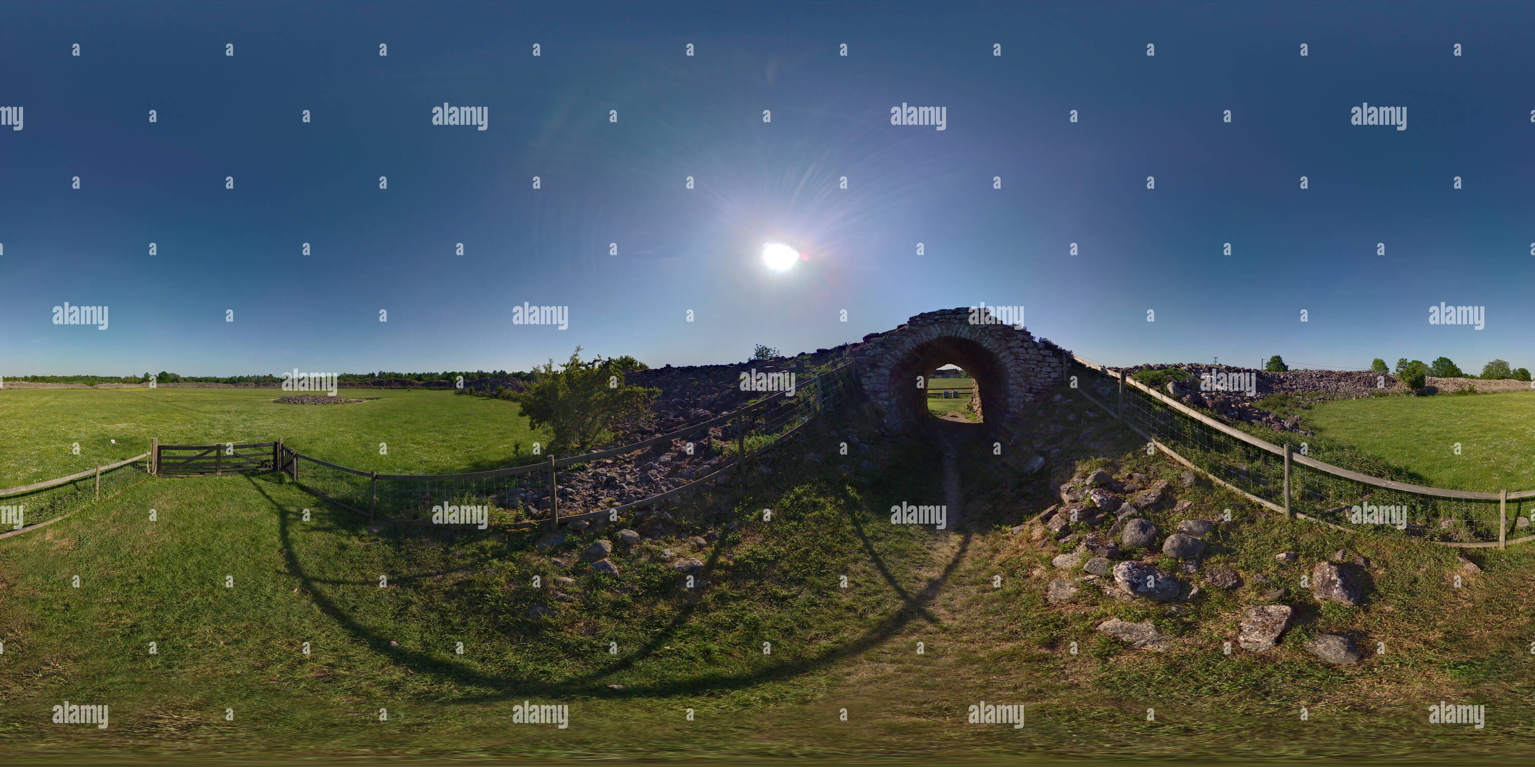 360 degree panoramic view of Inside Gråborg (Midland Forest, Öland, Sweden)