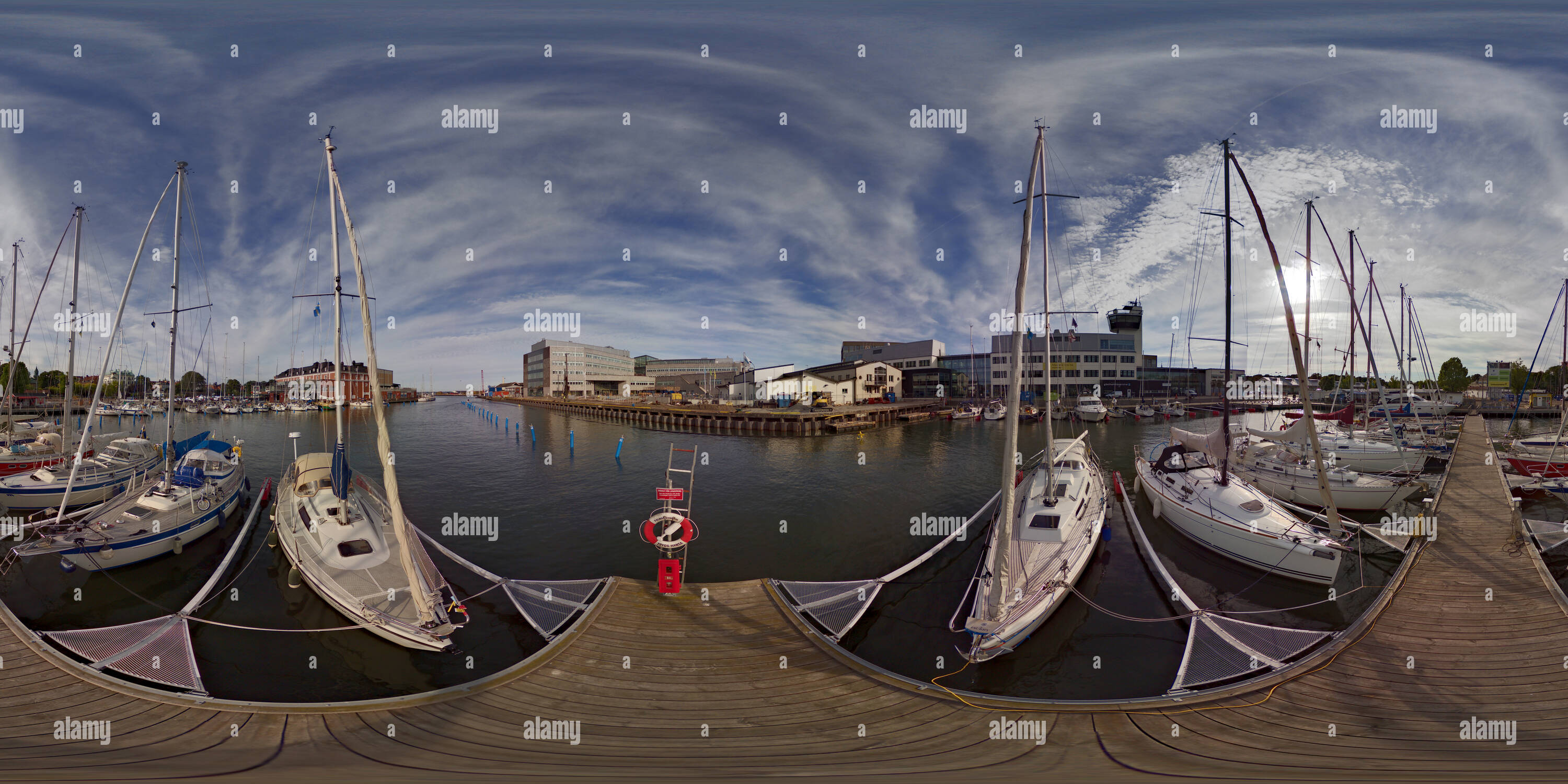 360 degree panoramic view of Kalmar Guest Harbour - Boat Jetty (Kalmar, Sweden)