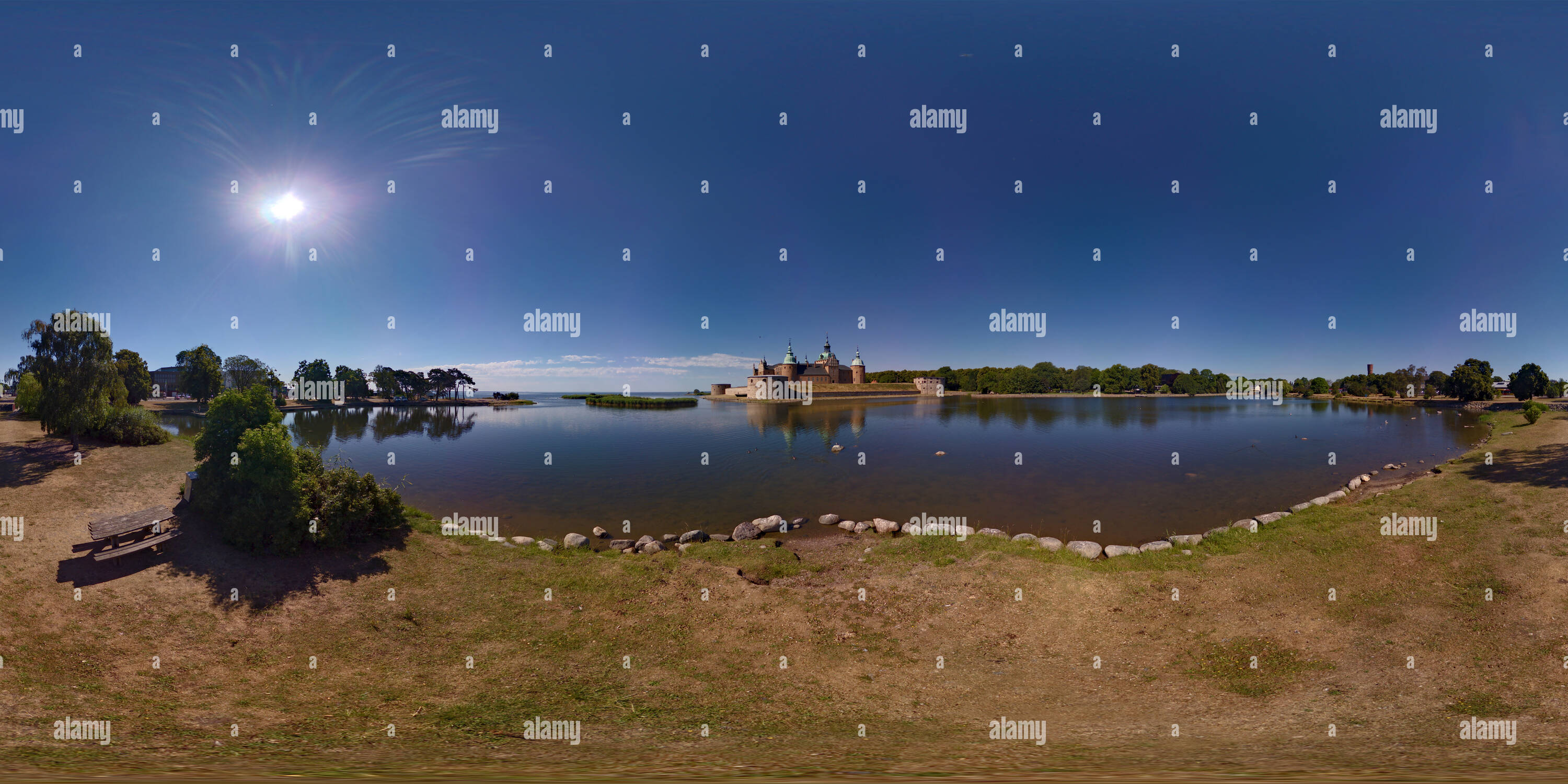 360 degree panoramic view of Kalmar Castle - Behind The Castle Bay (Kalmar, Sweden)