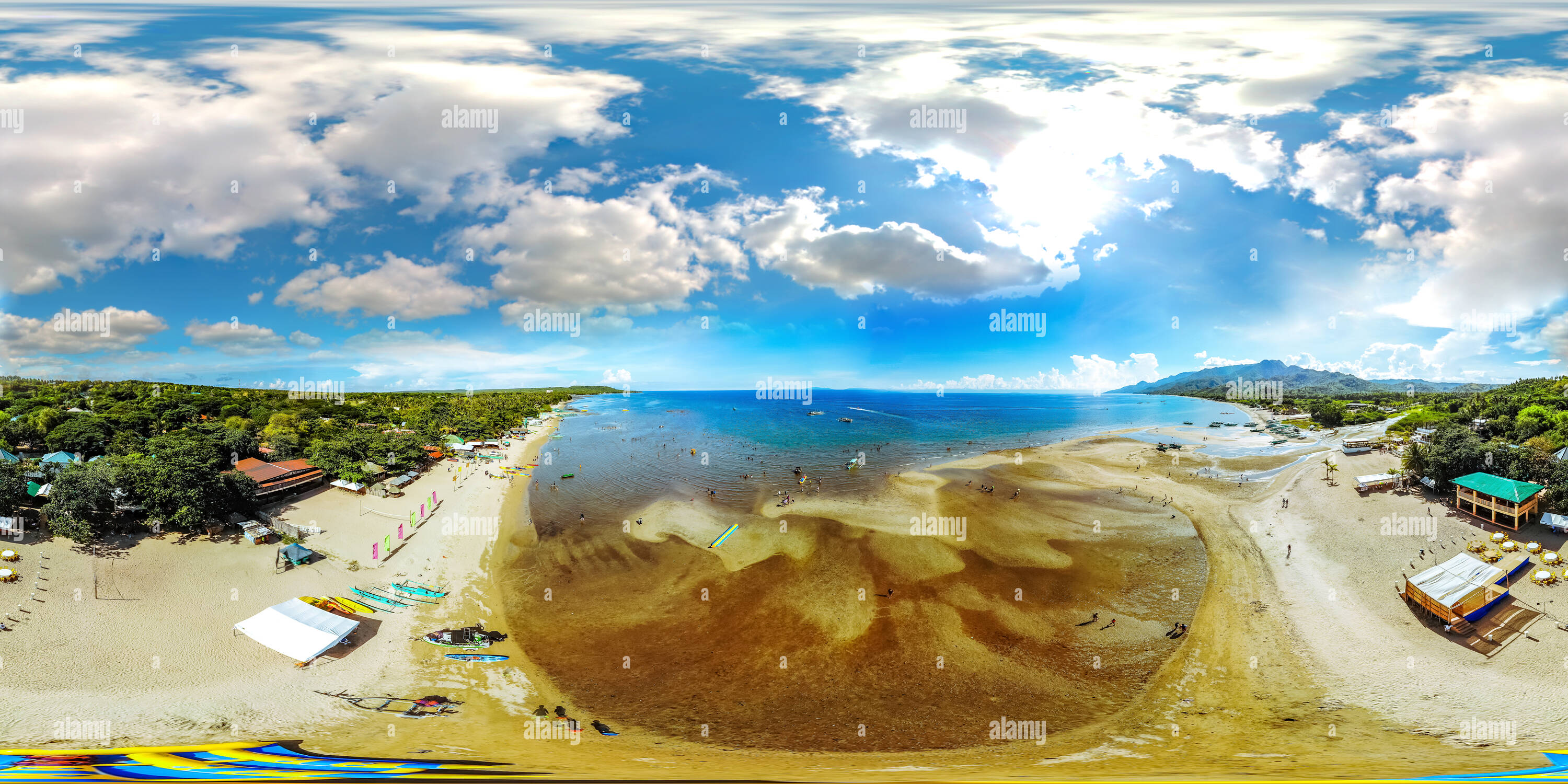 360° view of Aerial Shot of an Ebb Tide at Laiya, Batangas, Philippines Alamy