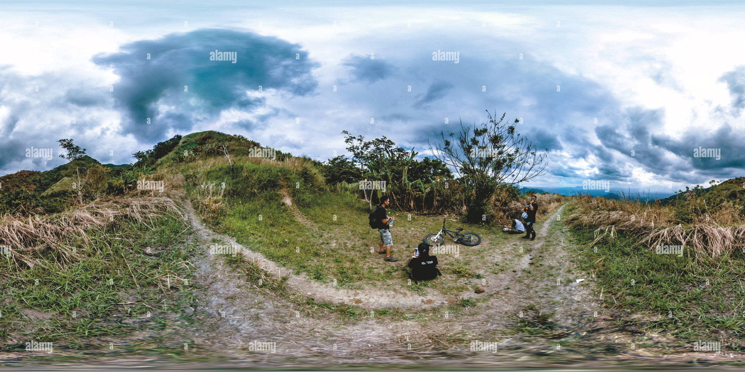 360 degree panoramic view of Downhill Ride and Impending Bad Weather at Mount Patagin at Alaminos, Laguna, Philippines