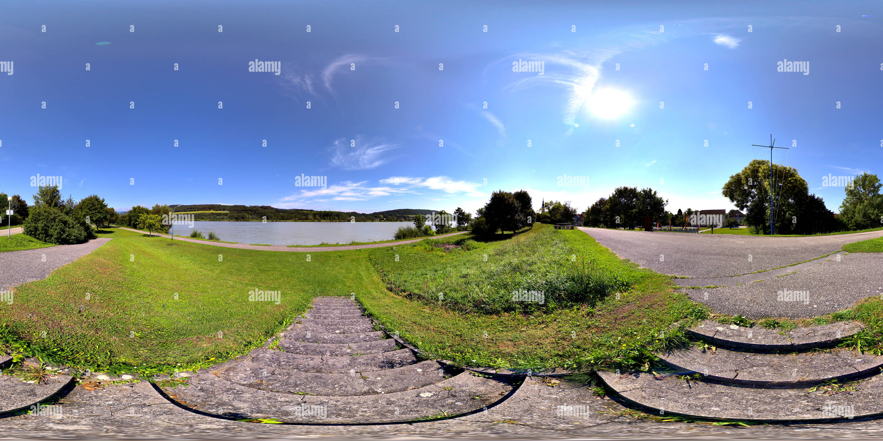 360 degree panoramic view of Austria, Pöchlarn, Donau