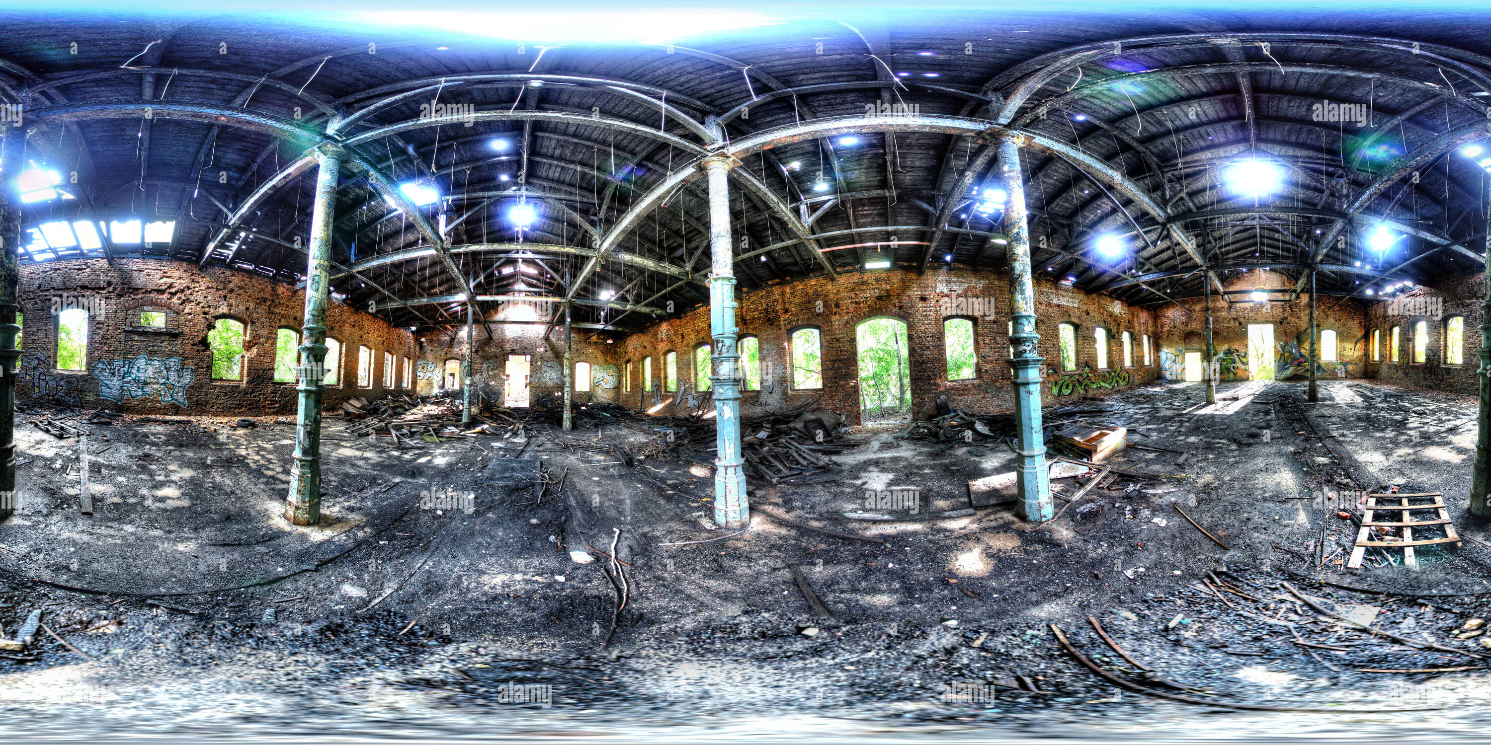 360° view of Market hall of the slaughterhouse in Halle Alamy
