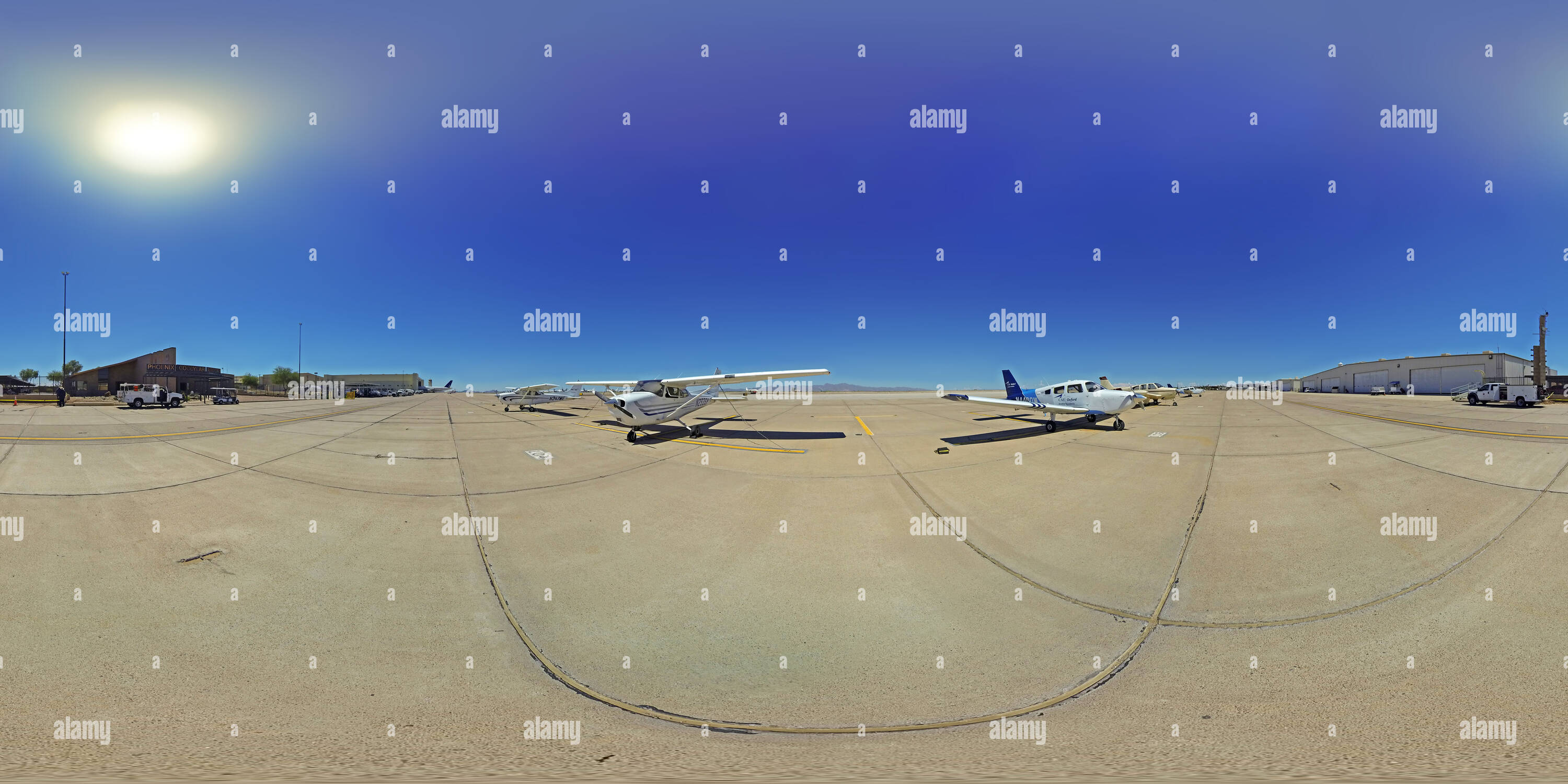 360 degree panoramic view of Goodyear Airport General Aviation parking