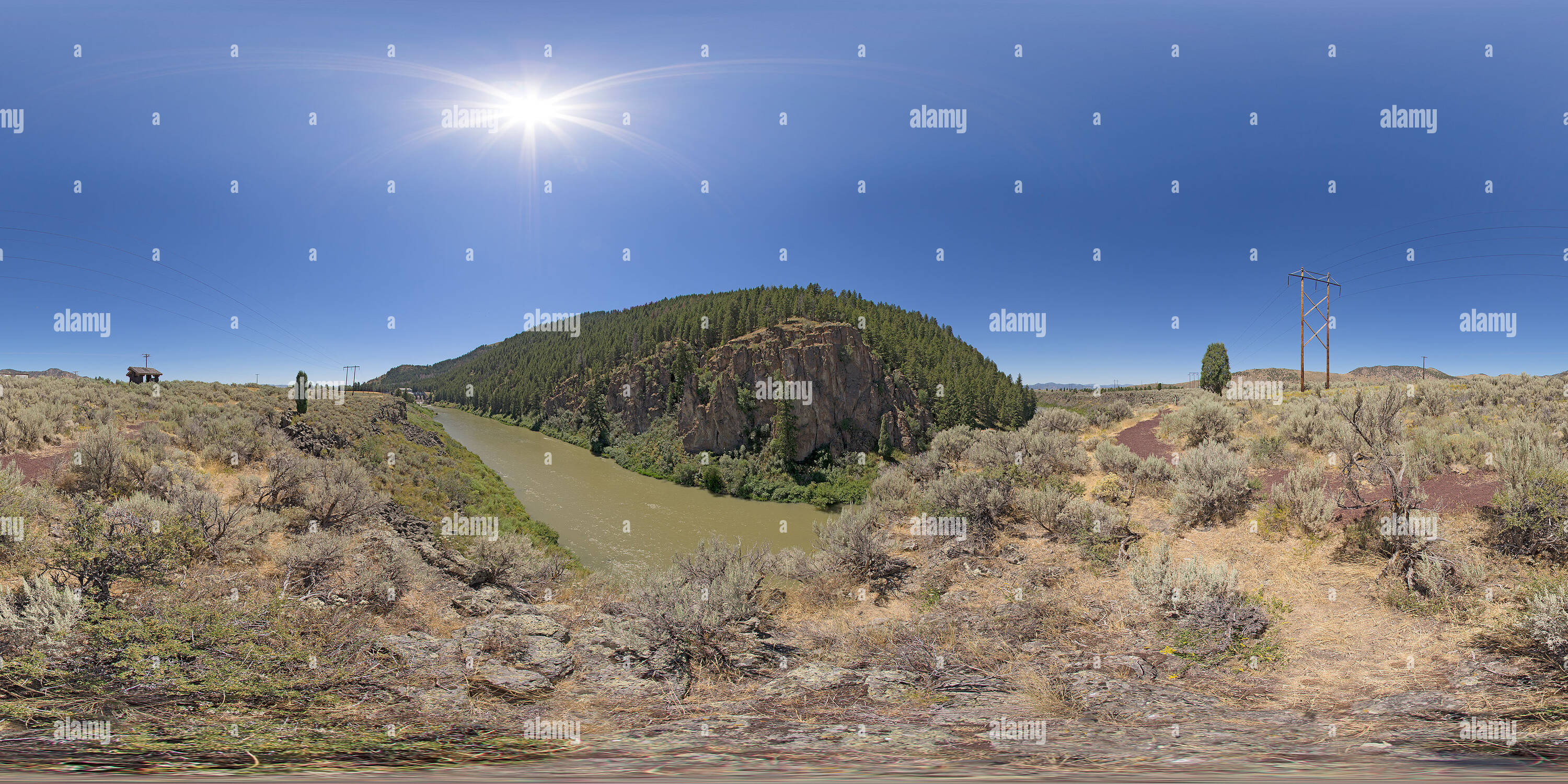 360° view of Sheep Rock rises above the Bear River Alamy