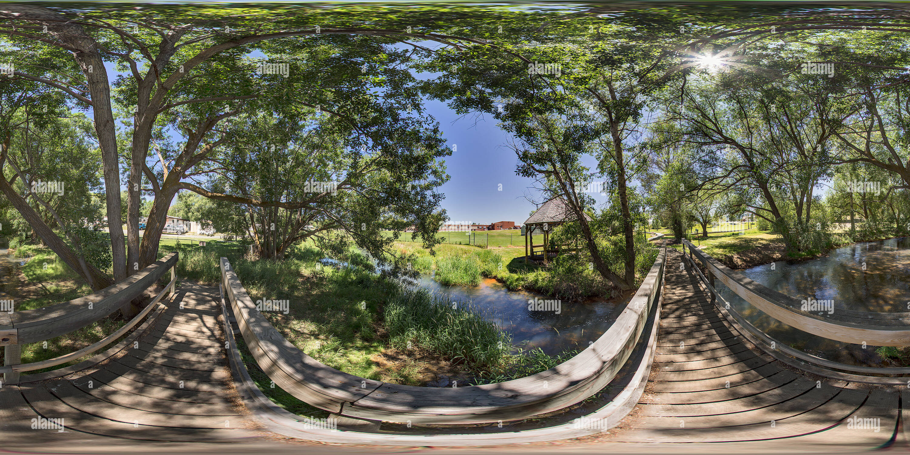360° view of On the bridge next to Octagon Spring - Alamy
