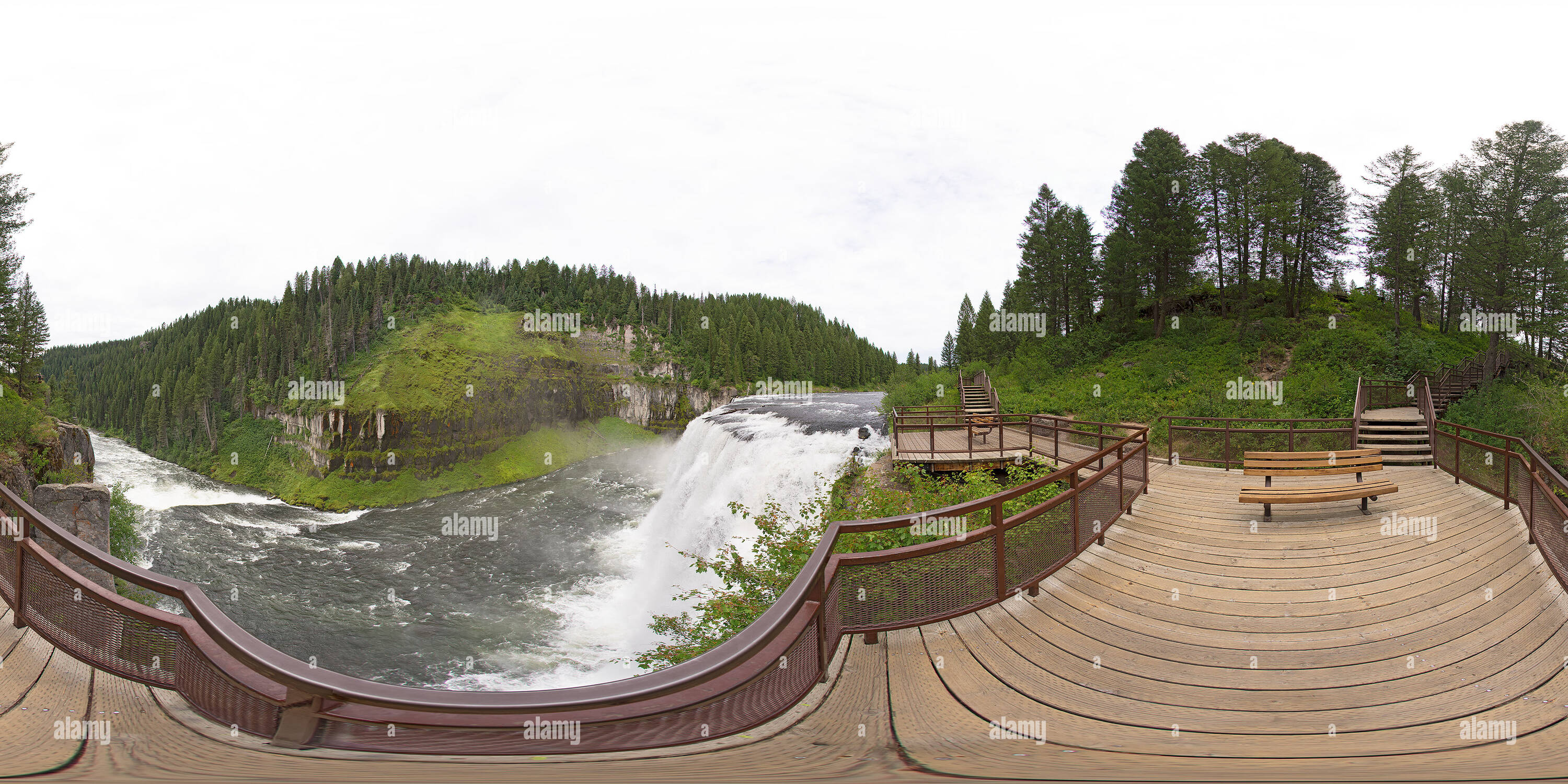 360 degree panoramic view of Cliff-top viewing of Upper Mesa Falls