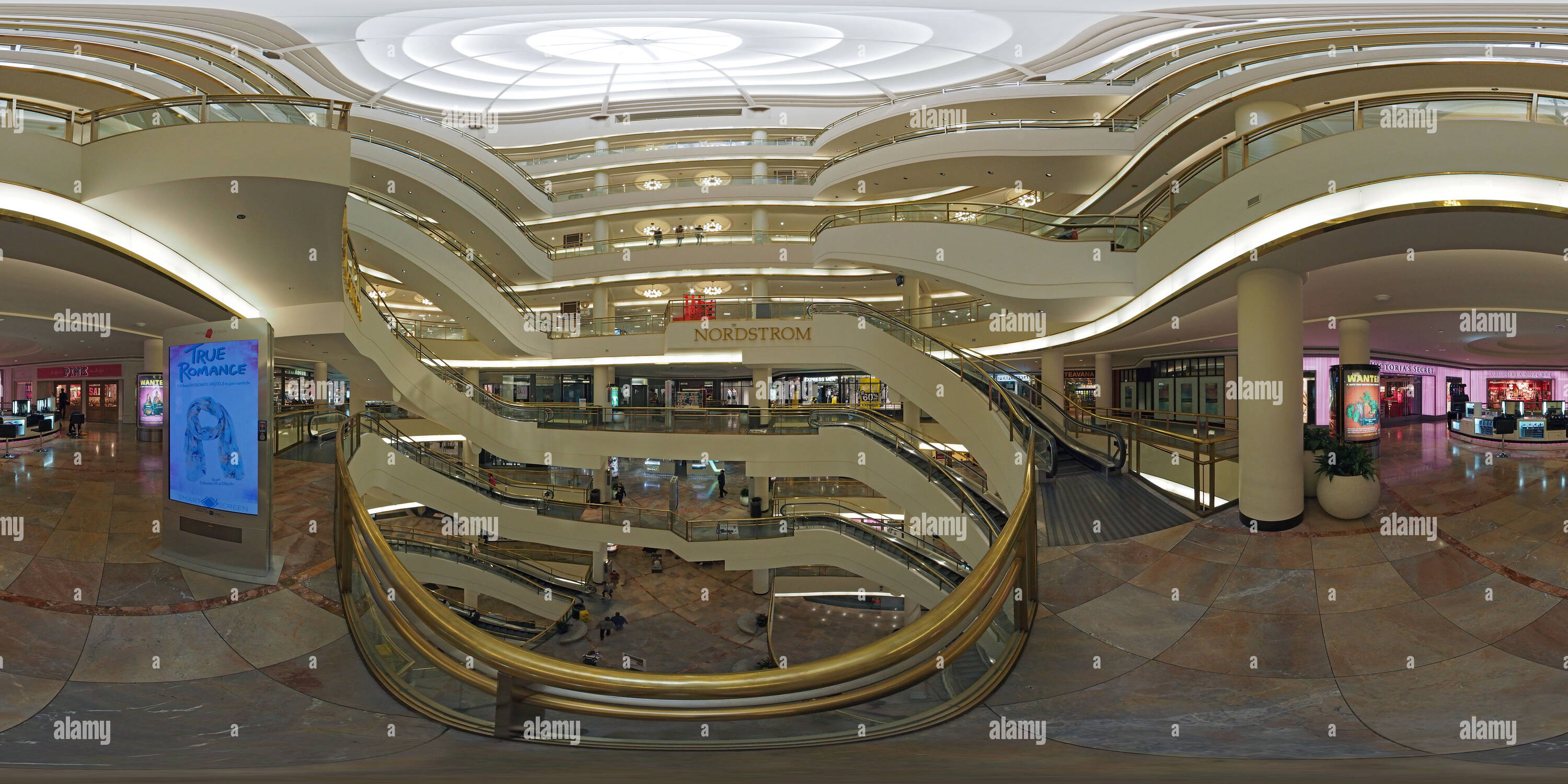 360° view of Spiral escalators at San Francisco Centre Alamy