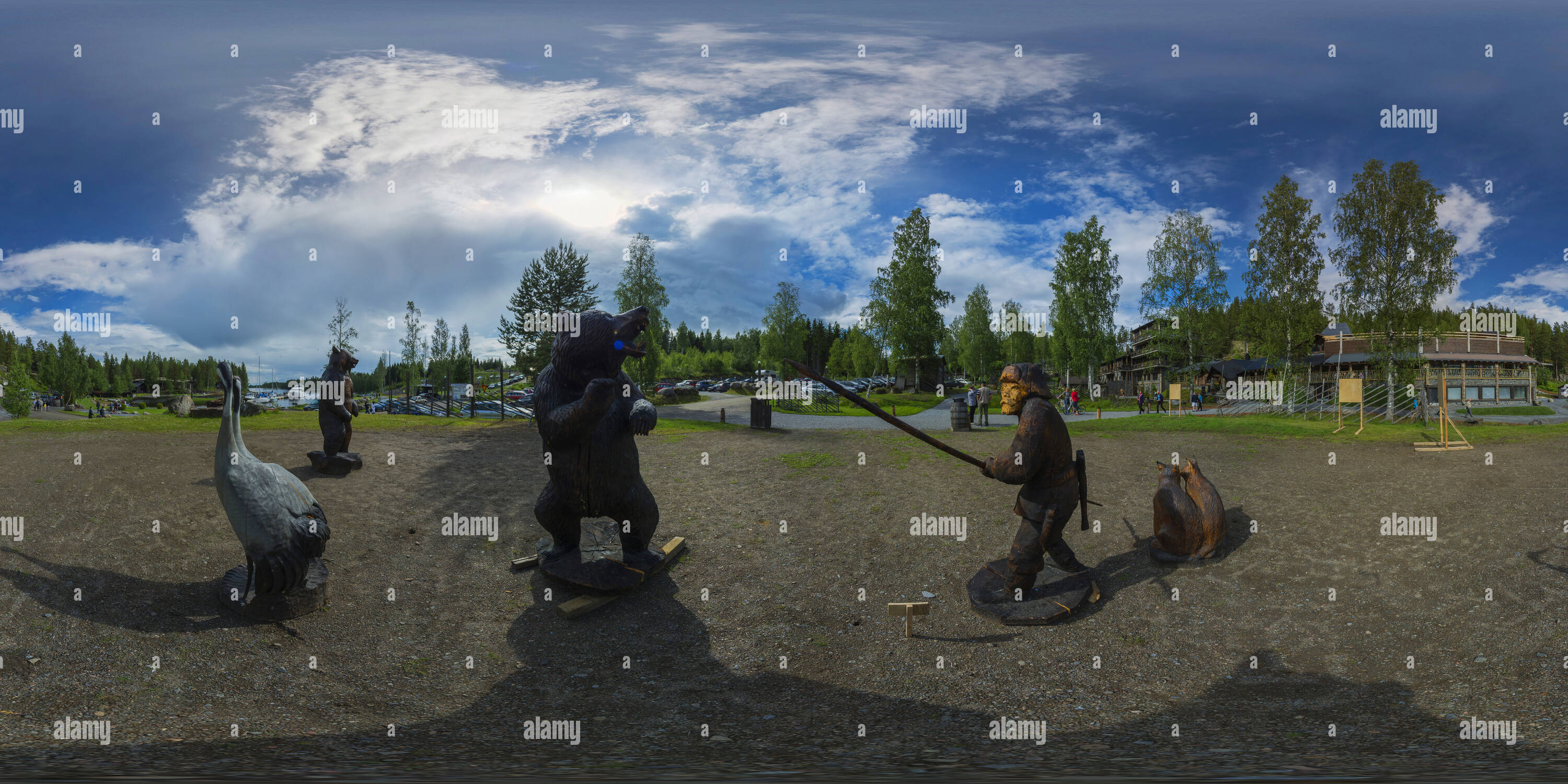 360 degree panoramic view of Järvisydän Resort, Sculptures