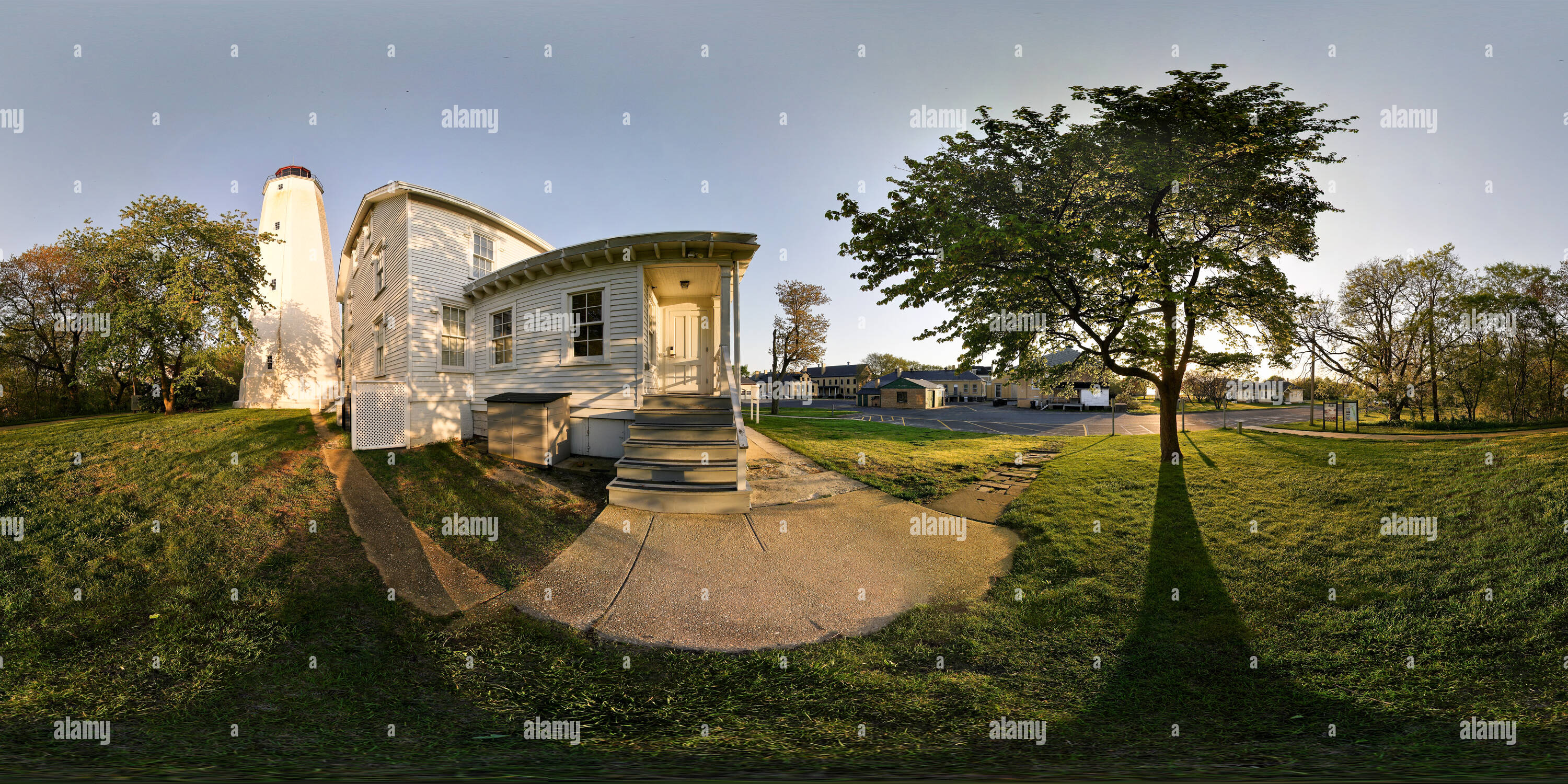 360 degree panoramic view of Sandy Hook Lighthouse and Keepers House, NJ