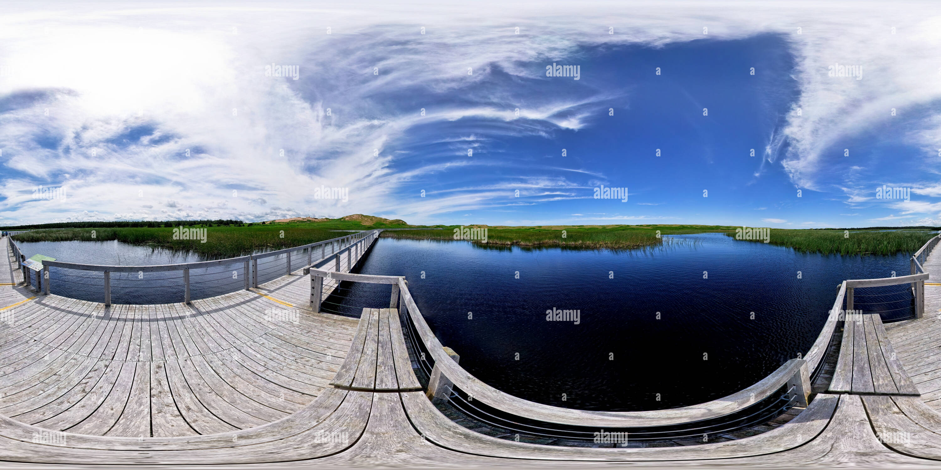 360 degree panoramic view of Bowley Pond, Greenwich, Prince Edward Island