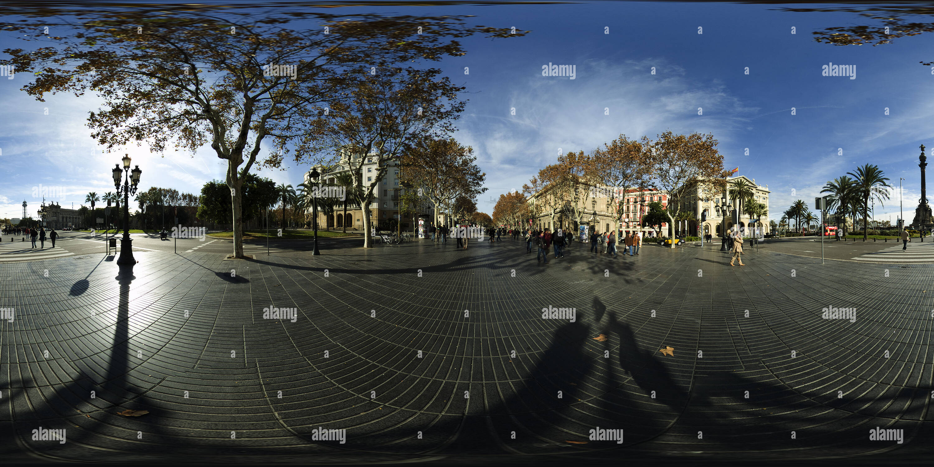 360° view of Barcelona, Monumento a Colon - Alamy