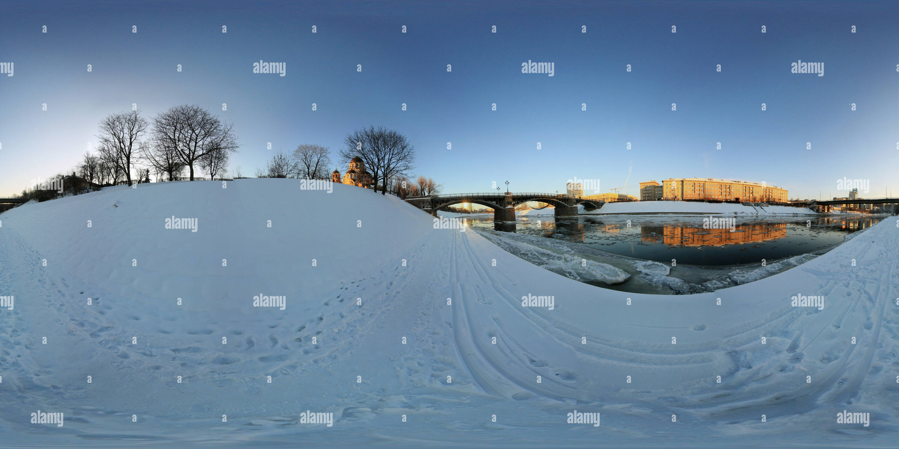 360° view of Zverynas Bridge Winter Alamy