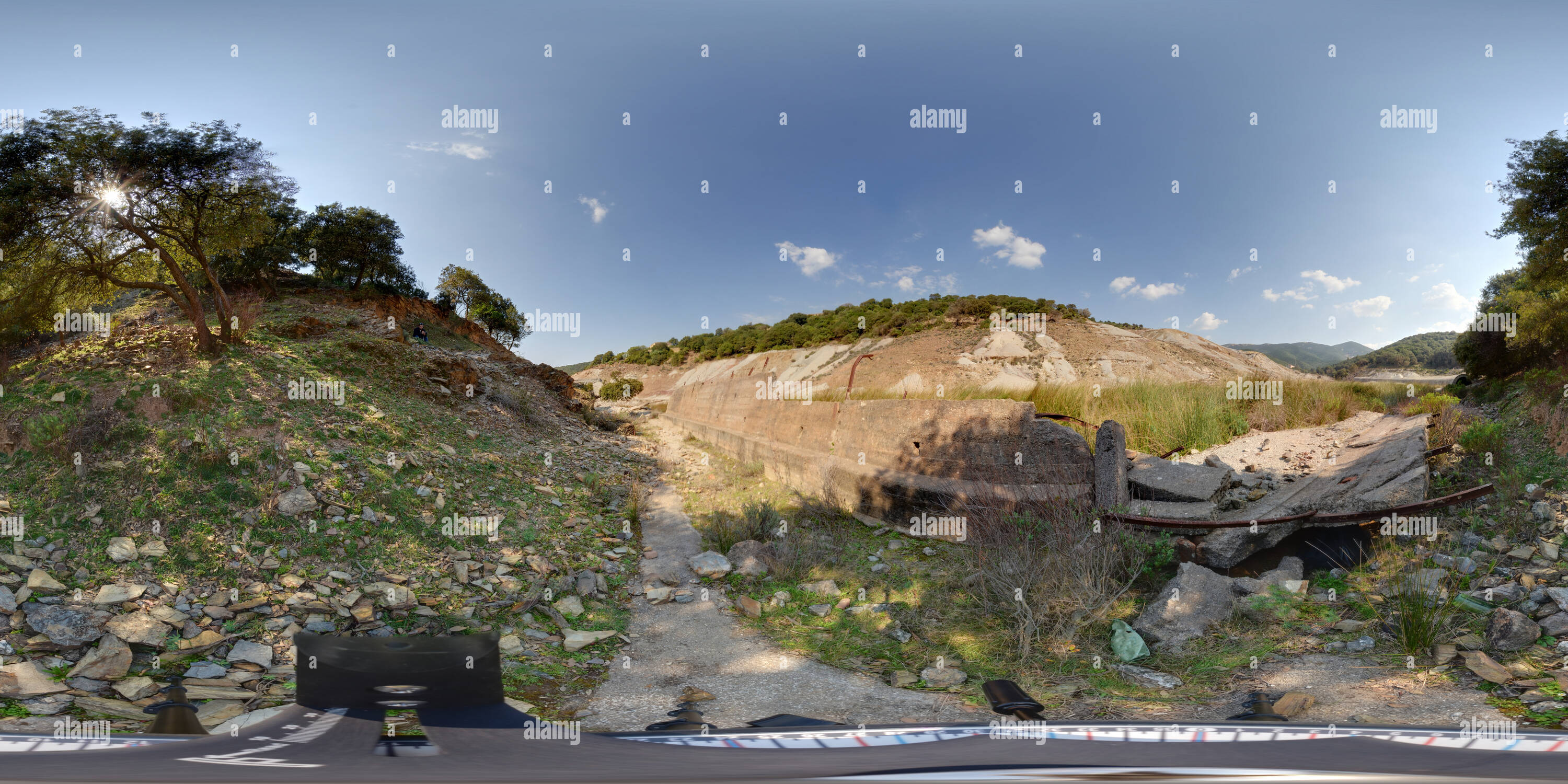360° view of Eroded concrete gallery along Naracauli zinc mining waste