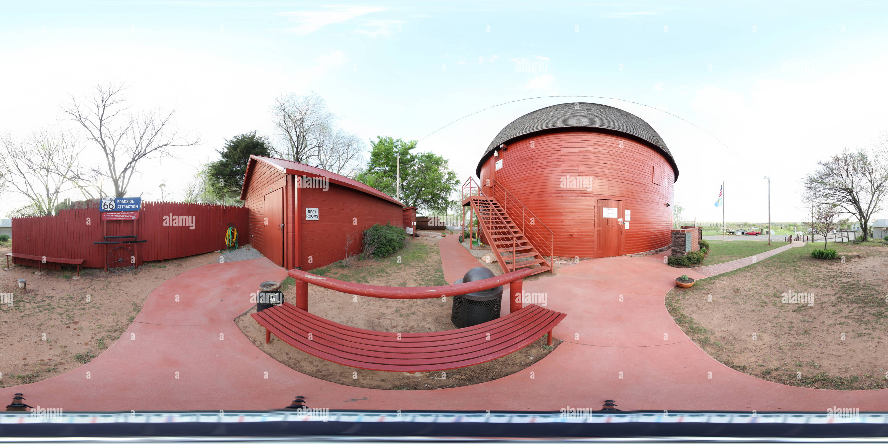 360 degree panoramic view of Round Barn in Arcadia, West Side View