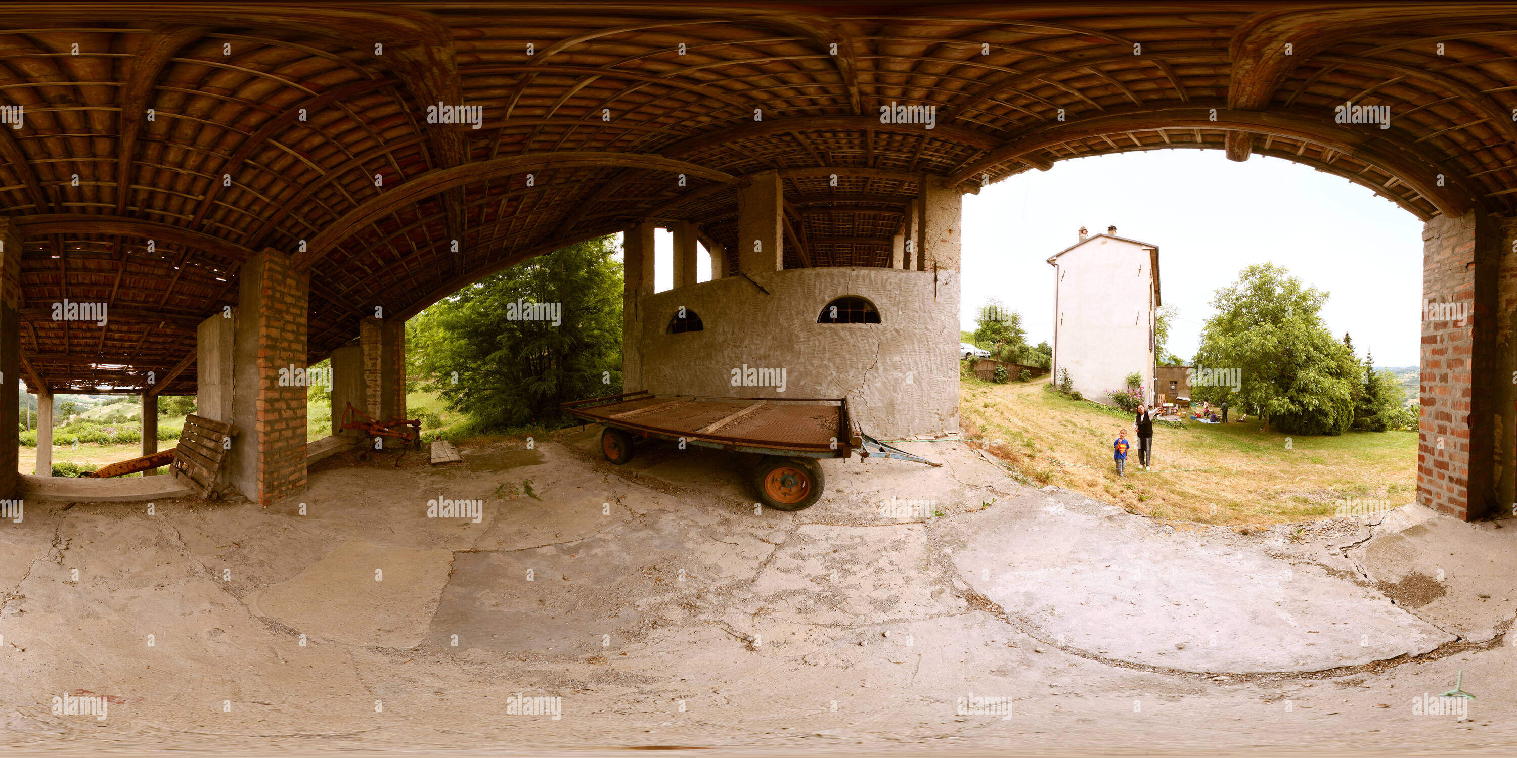 360 degree panoramic view of Typical Old Italian Barn