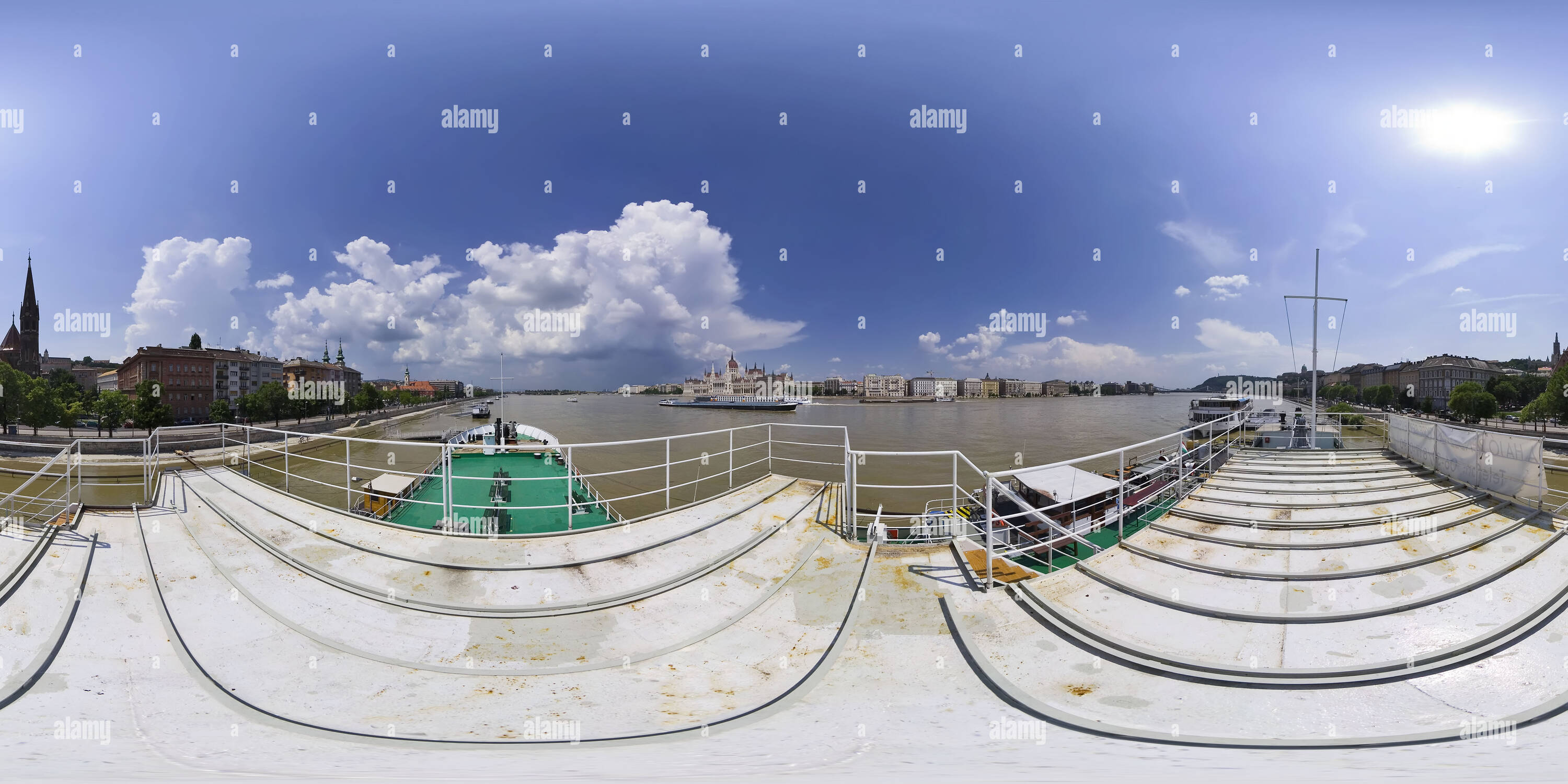 360 degree panoramic view of Danube flood