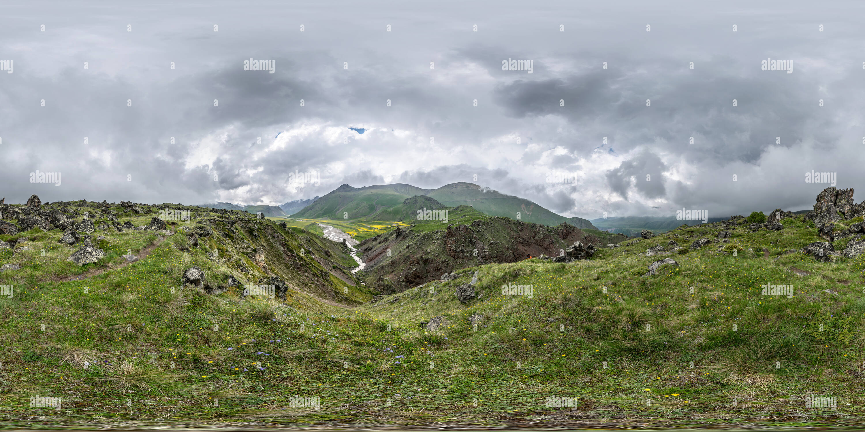 360 degree panoramic view of Above the river Kyzylkol (Panorama 330 2015/06/21)