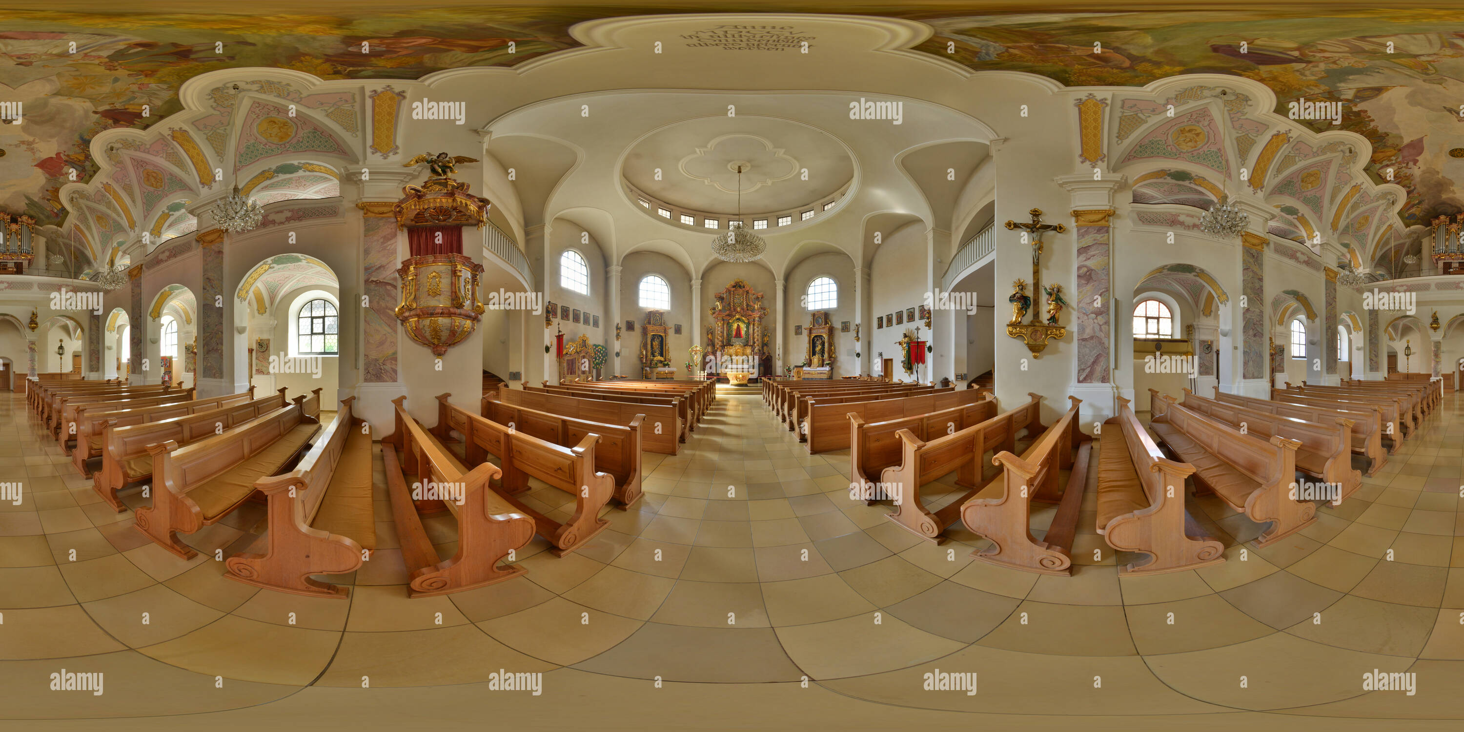 360 degree panoramic view of Bodenmais - Parishchurch Mary Assumption