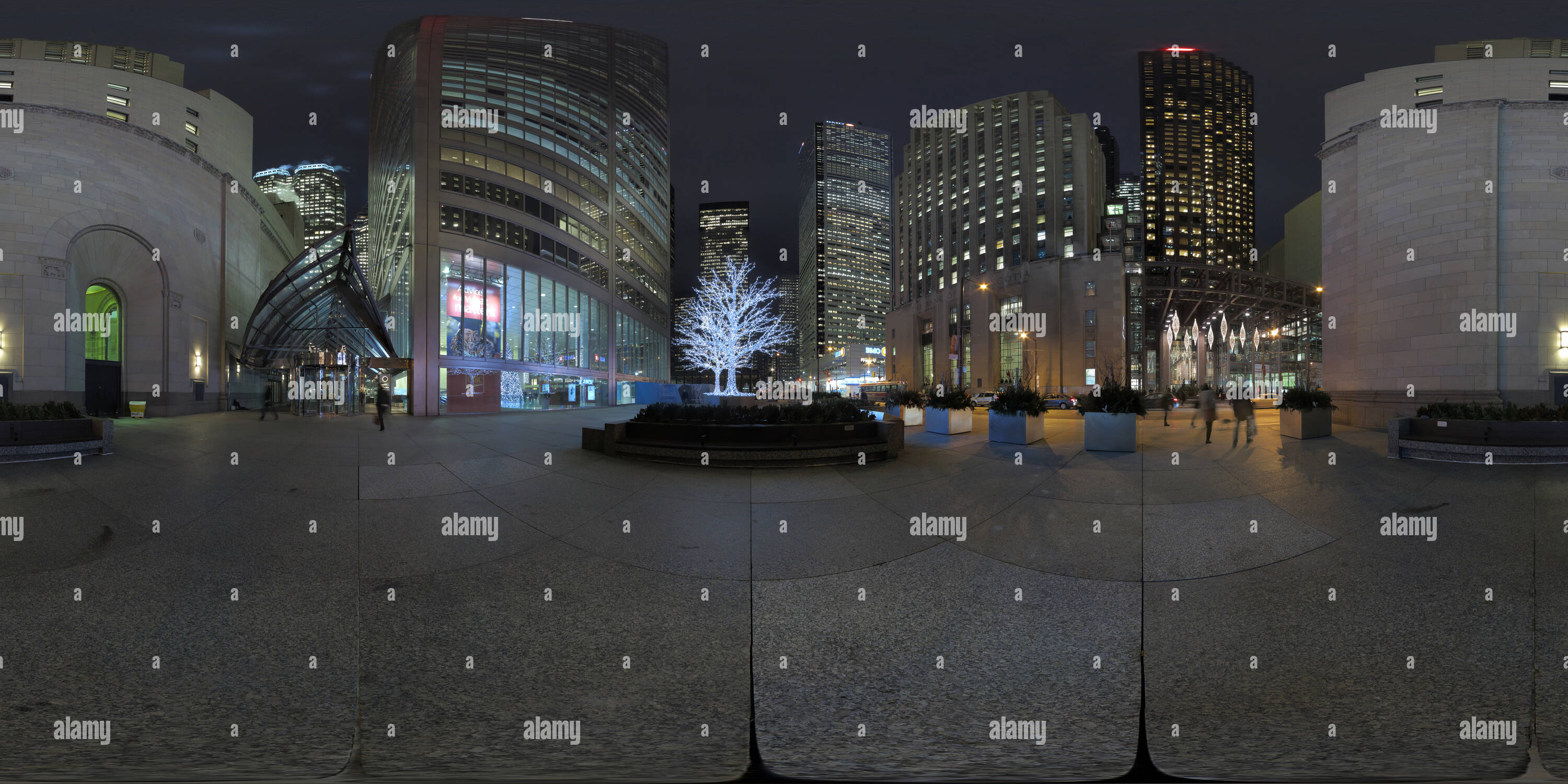 360 degree panoramic view of Holiday Illumination at Commerce Court and Scotia Plaza