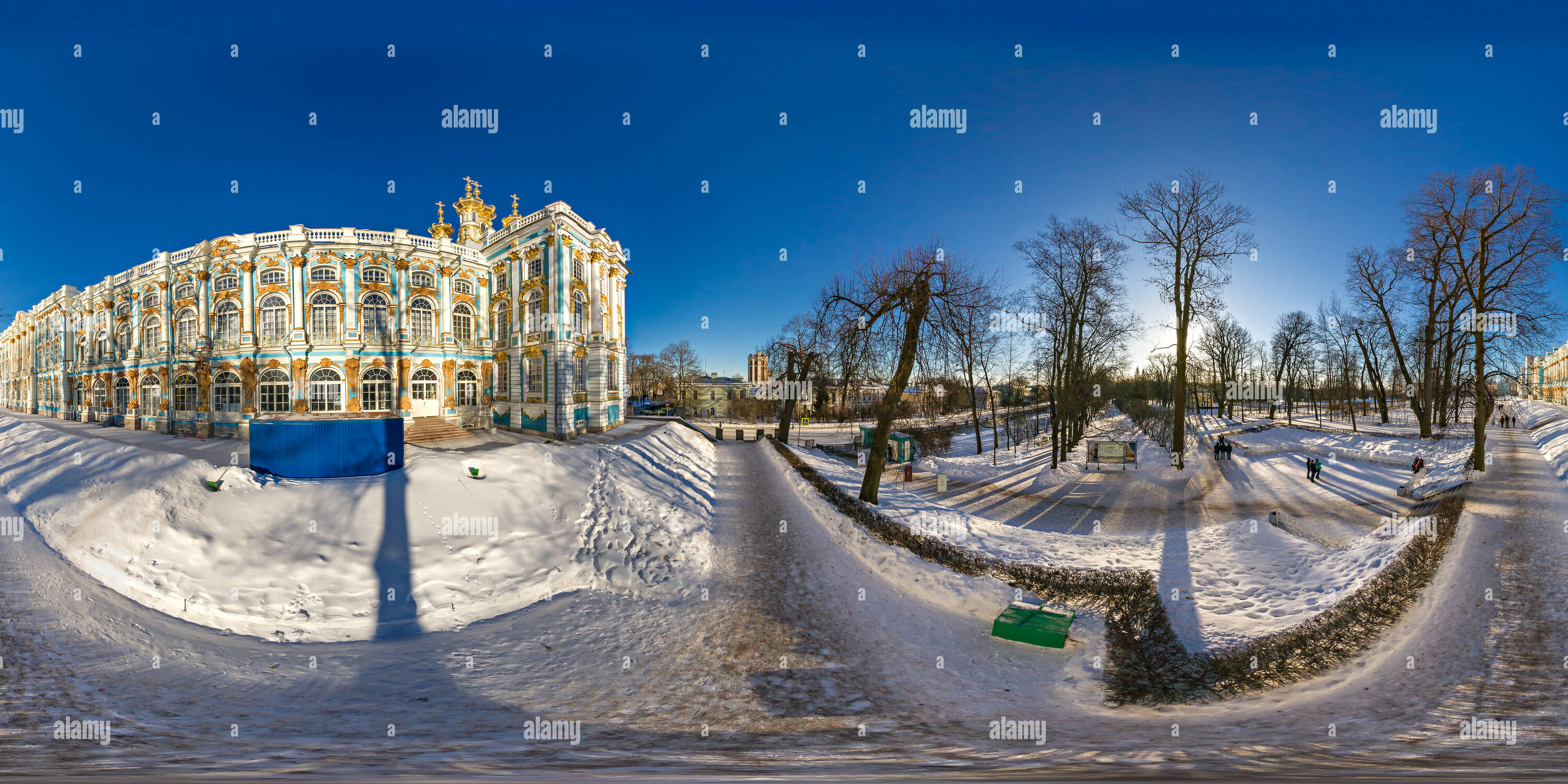 360 degree panoramic view of Catherine Palace and the Palace Church