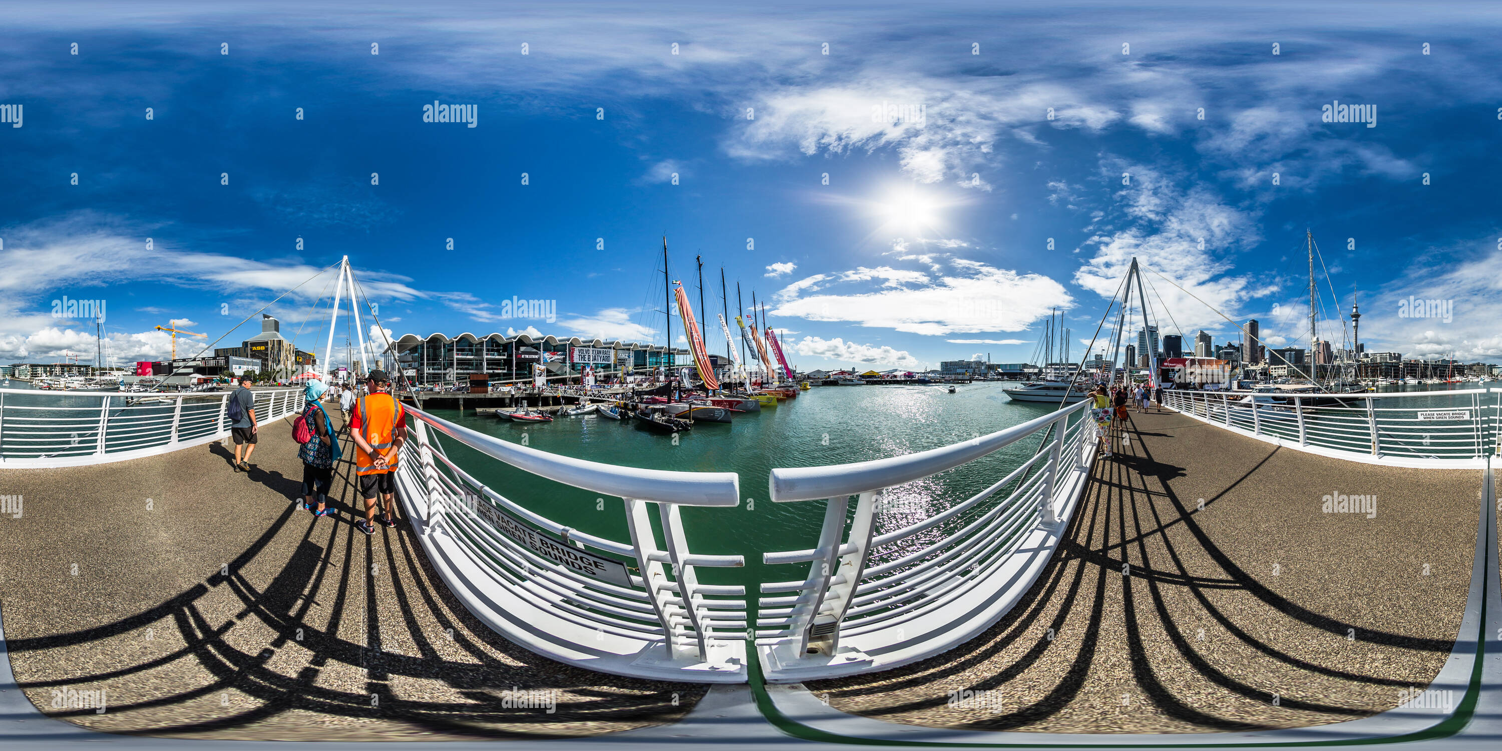 360° view of Wynyard Crossing Bridge Race Village Volvo Ocean Race 2015 Auckland Stopover