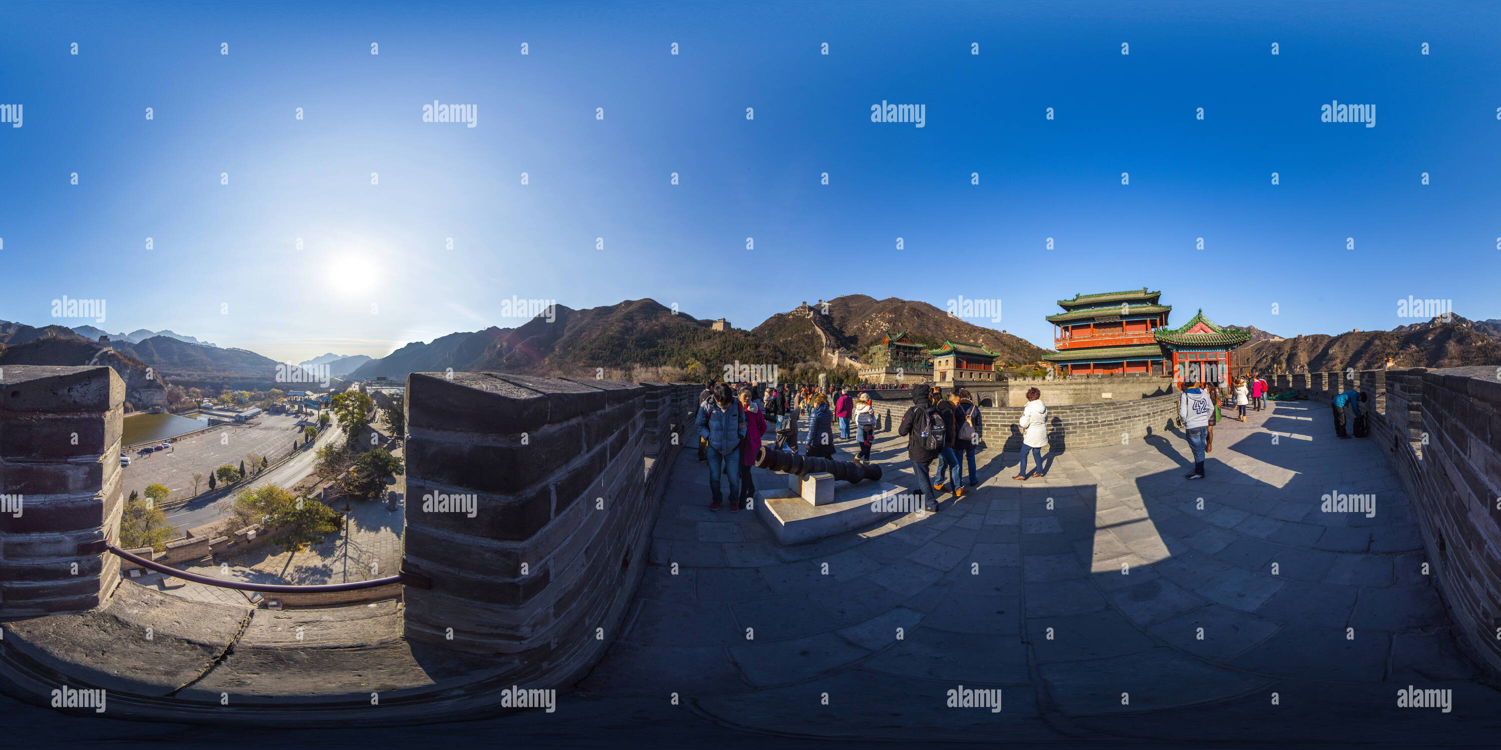 360 degree panoramic view of Great Wall of China, Juyongguan Gate