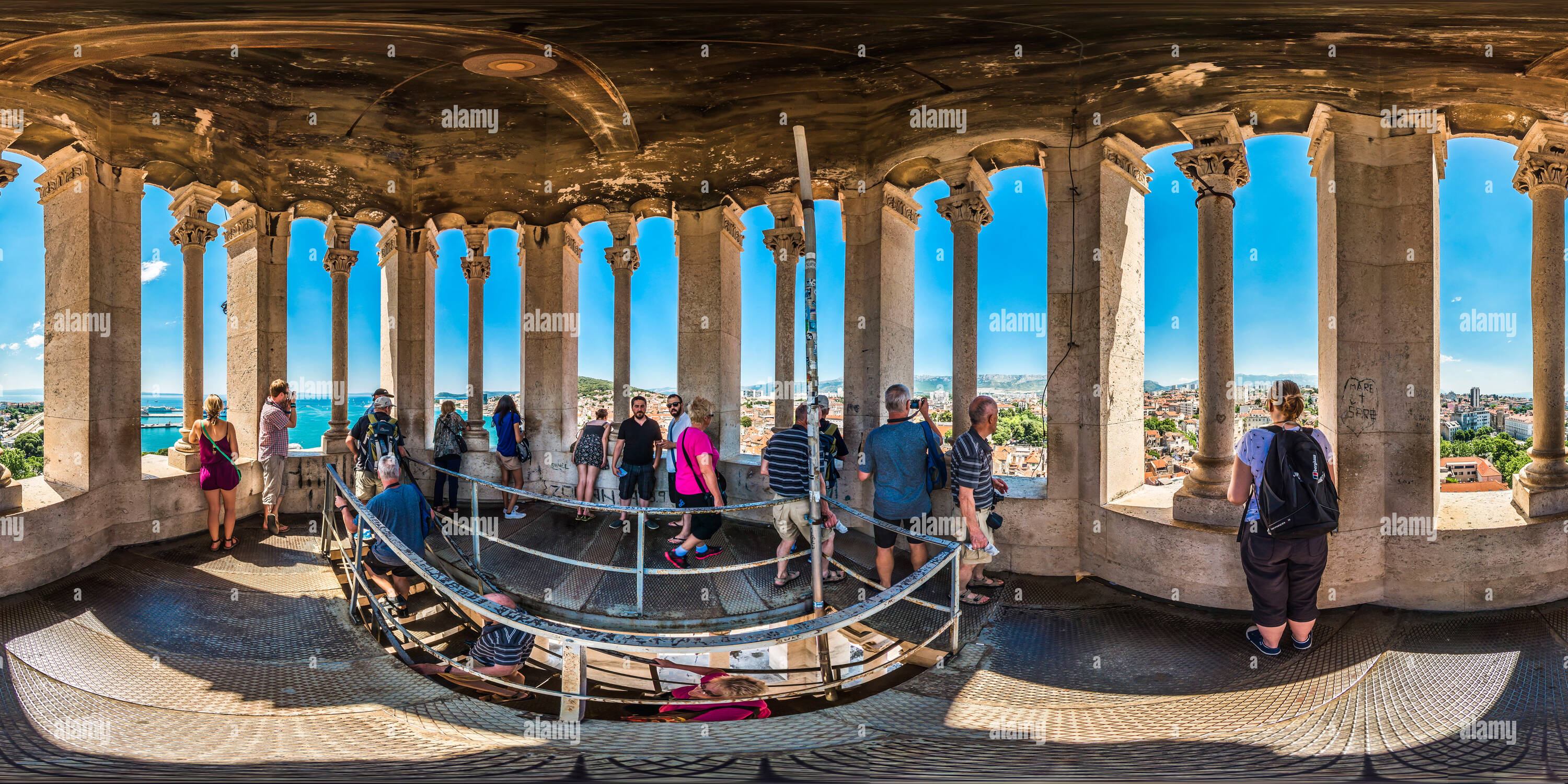 360 degree panoramic view of Top of the Bell Tower of St. Domnius